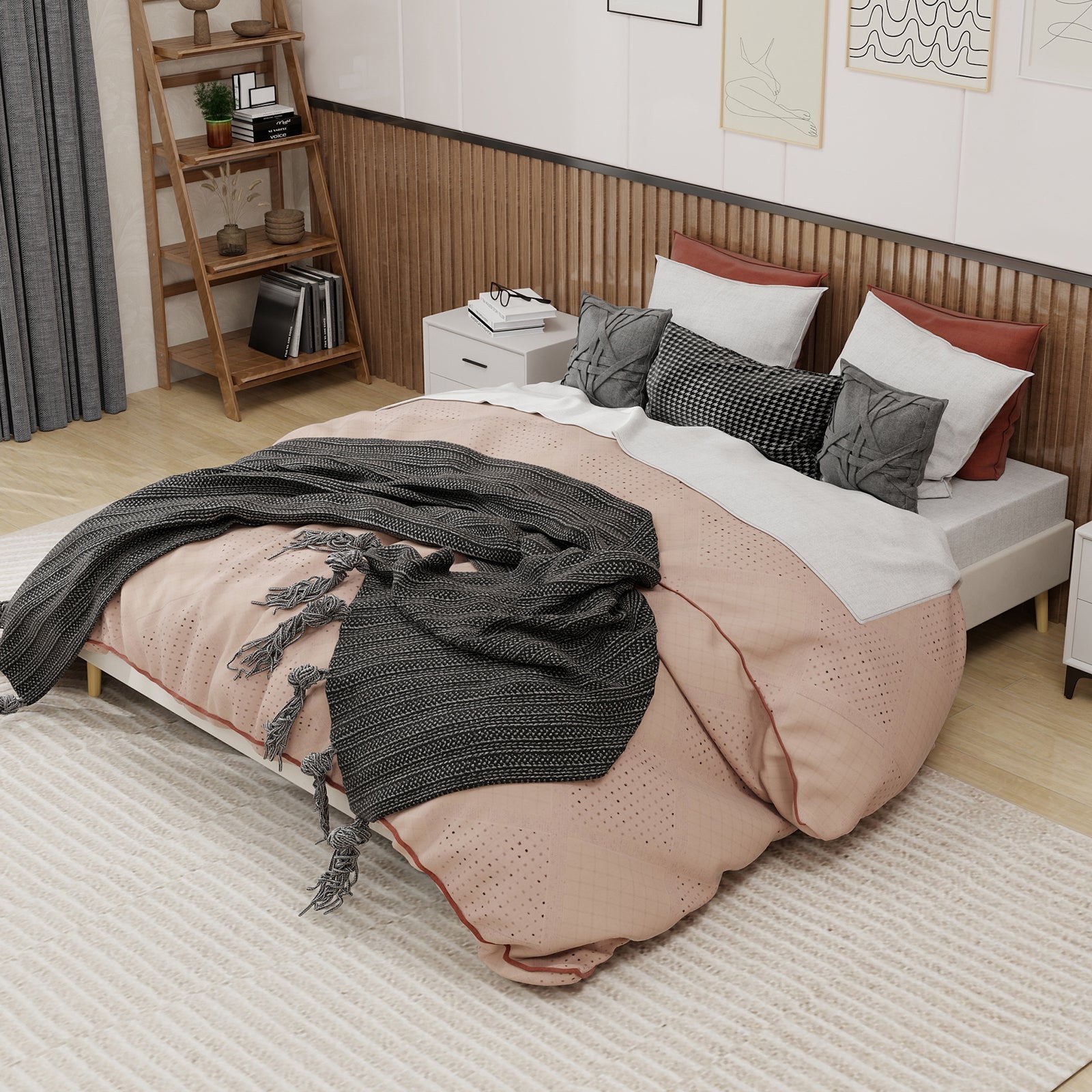 Logidon Modern Minimalistisch Bedframe 160x200 Beige Nederlands Fluweel