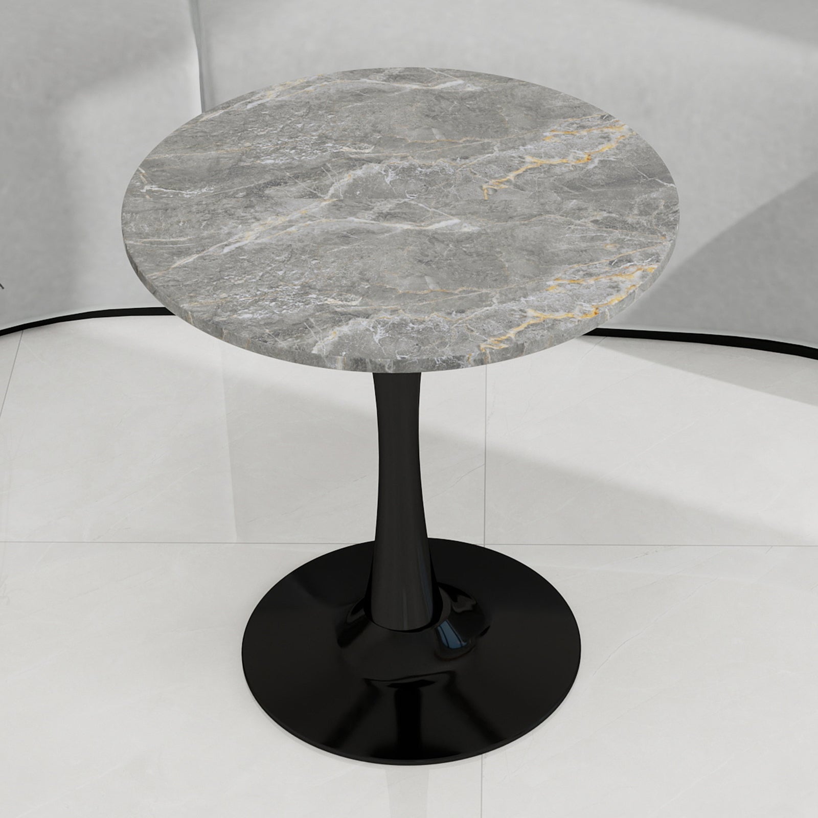 Logidon ronde salontafel marmerlook grijs 70 cm diameter tulpvoet