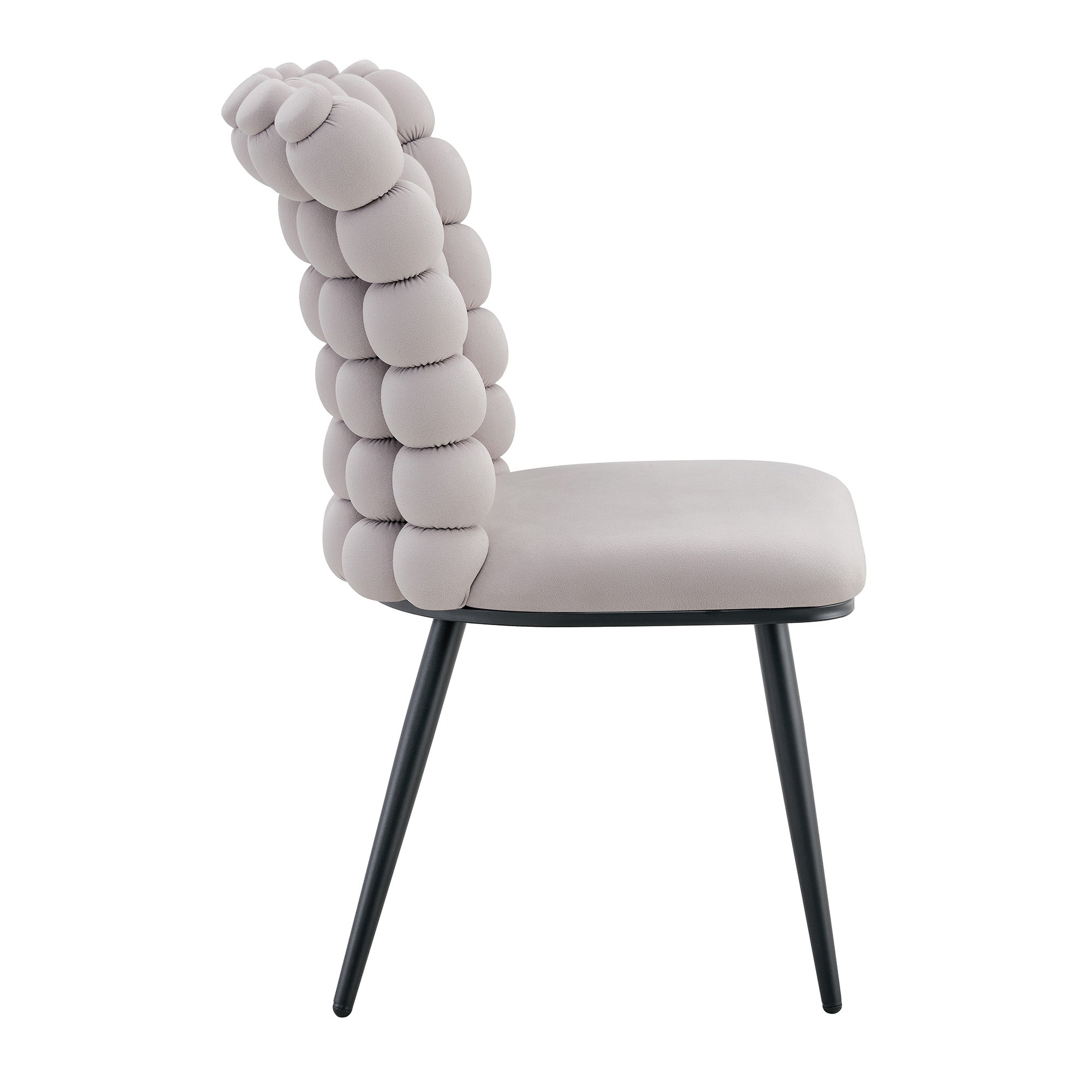 Logidon lichtgrijze fluwelen eetkamerstoelen met kogelketting rugleuning set van 2