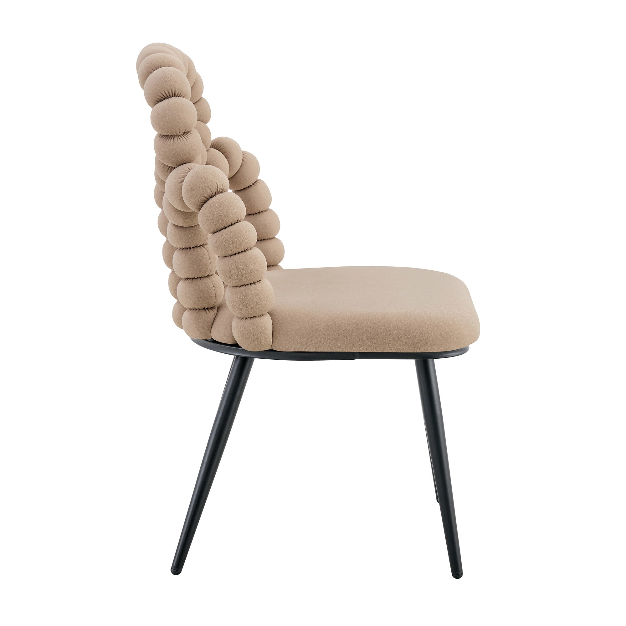 Logidon beige fluwelen eetkamerstoelen set met 2 kogelketting rugleuning