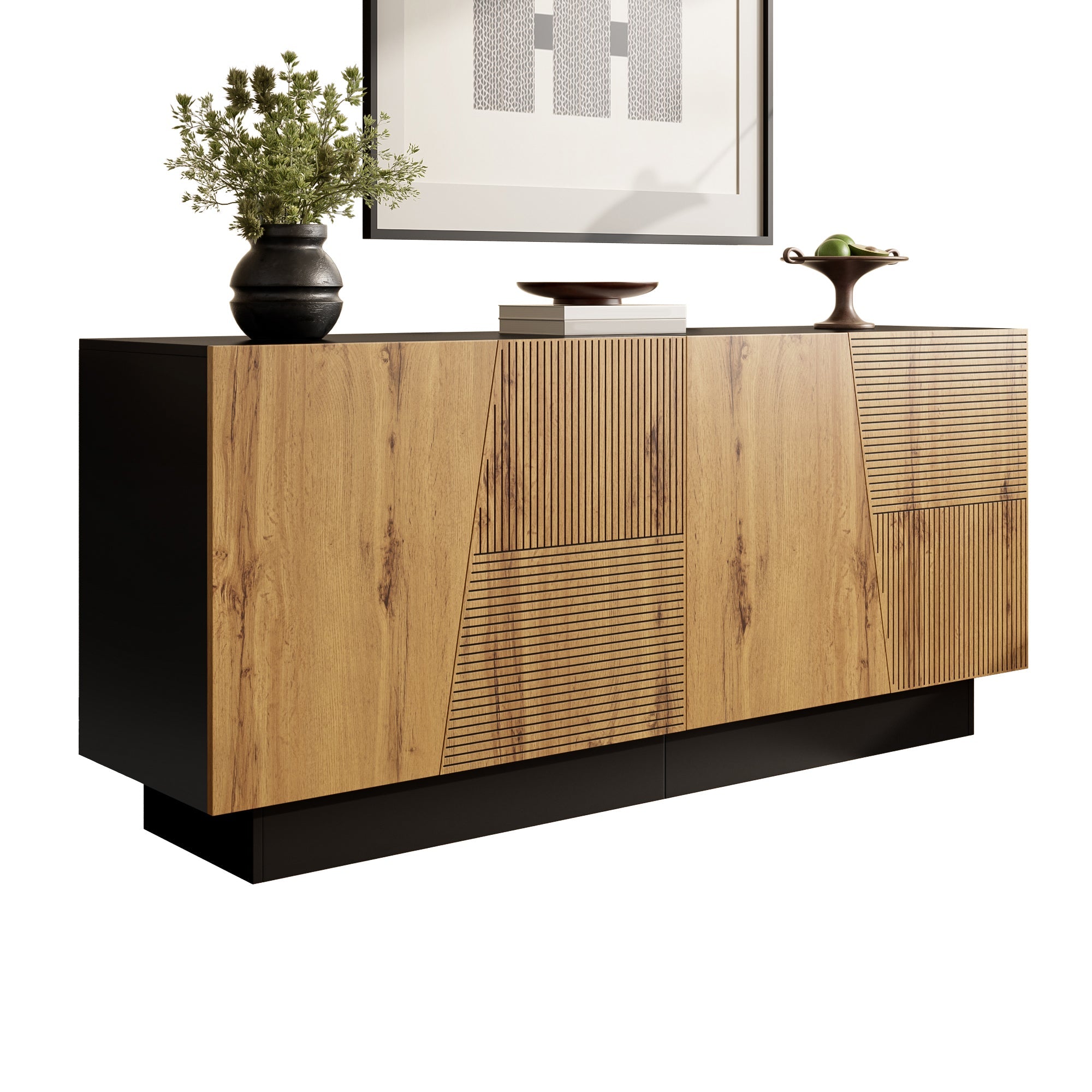 Logidon dressoir 160 cm zwart houtlook verstelbare planken