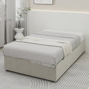 Logidon bedframe 90x200 cm beige fluweel met gaslift opbergruimte