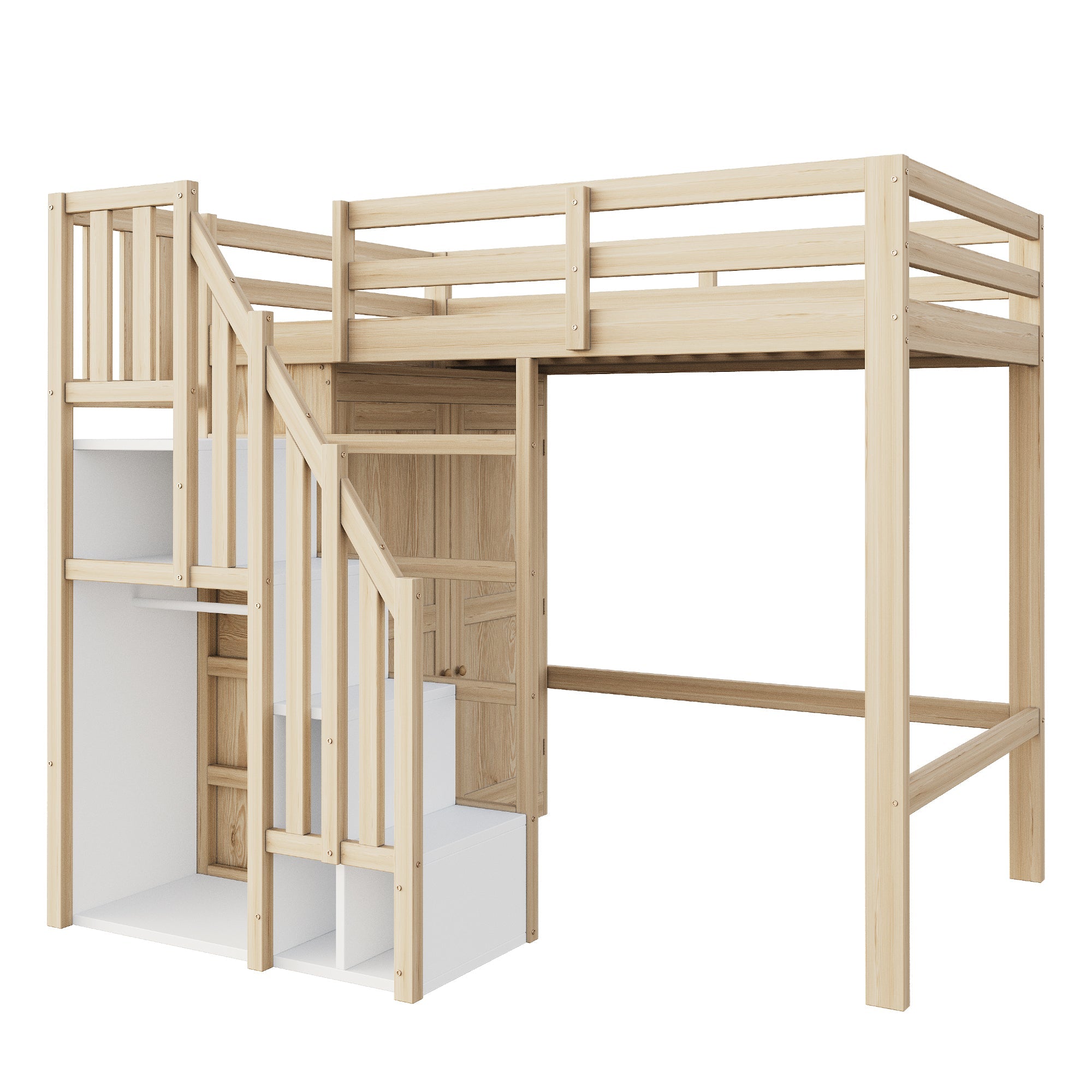 Logidon hoogslaper 90x200 cm opbergruimte veiligheidsladder massief hout