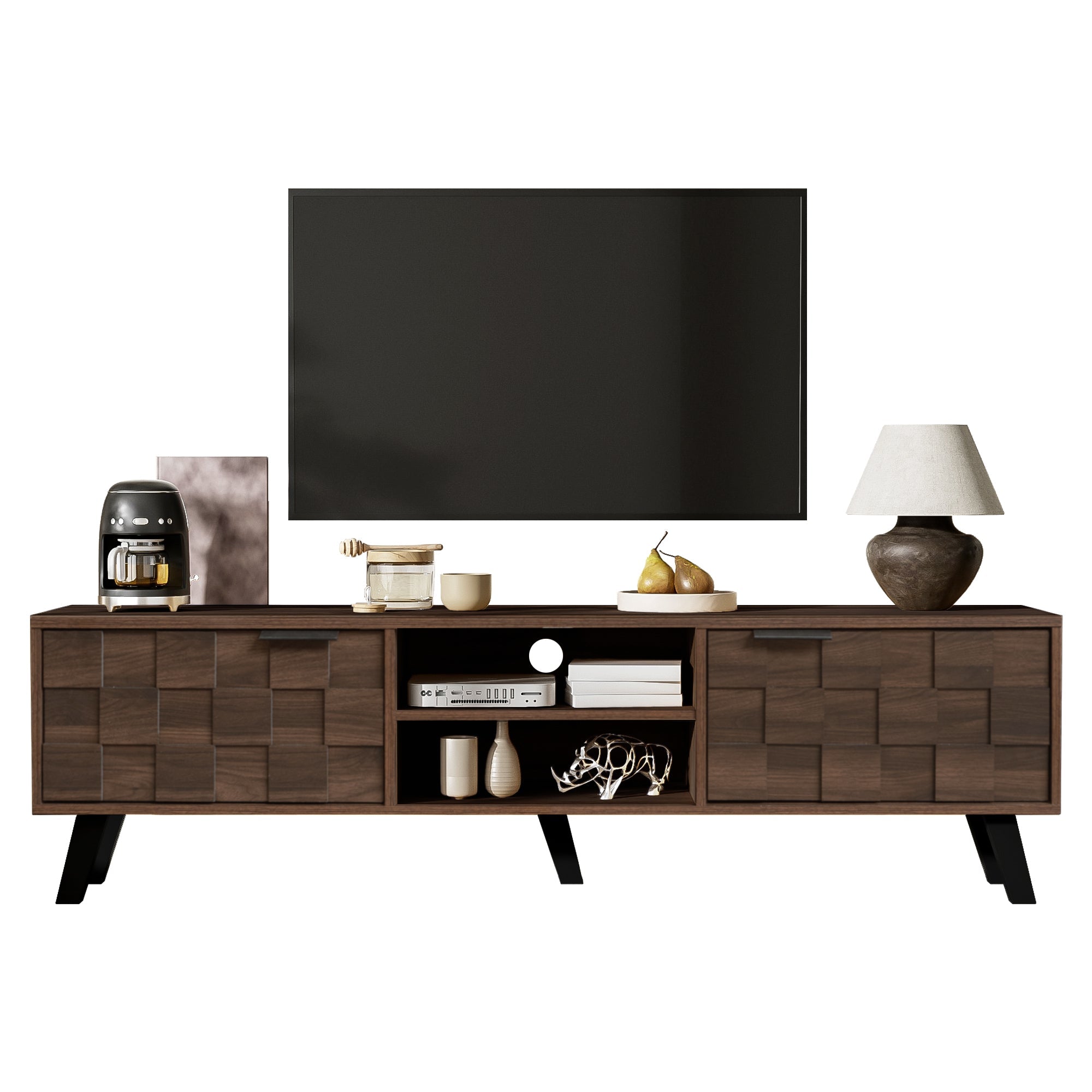 Logidon TV-meubel bruin 160,5 cm, 2 deuren, 2 open vakken