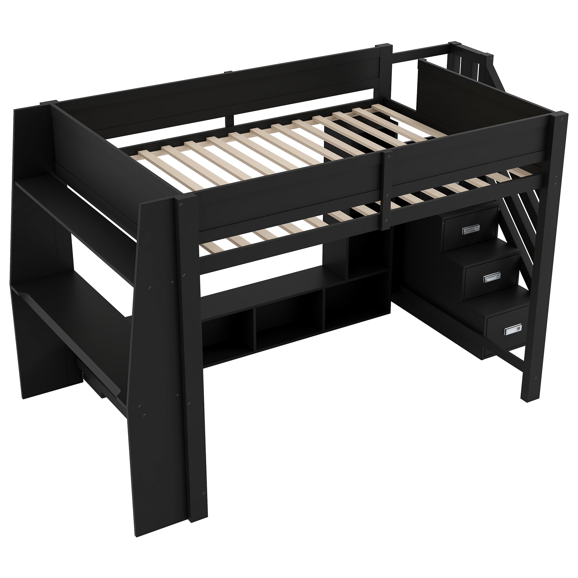 Logidon 140x200 hoogslaper met bureautrap LED zwart