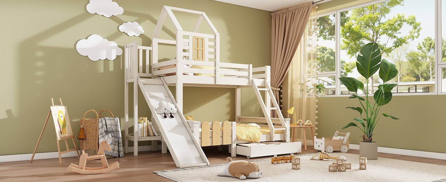 Logidon stapelbed 90x200/140x200 schuiflaadladder blokhut design