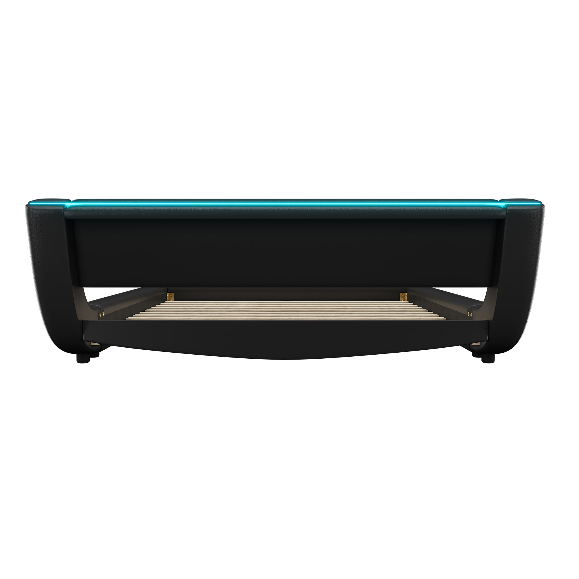 Logidon flat bed 140x200 cm faux leather black LED lighting