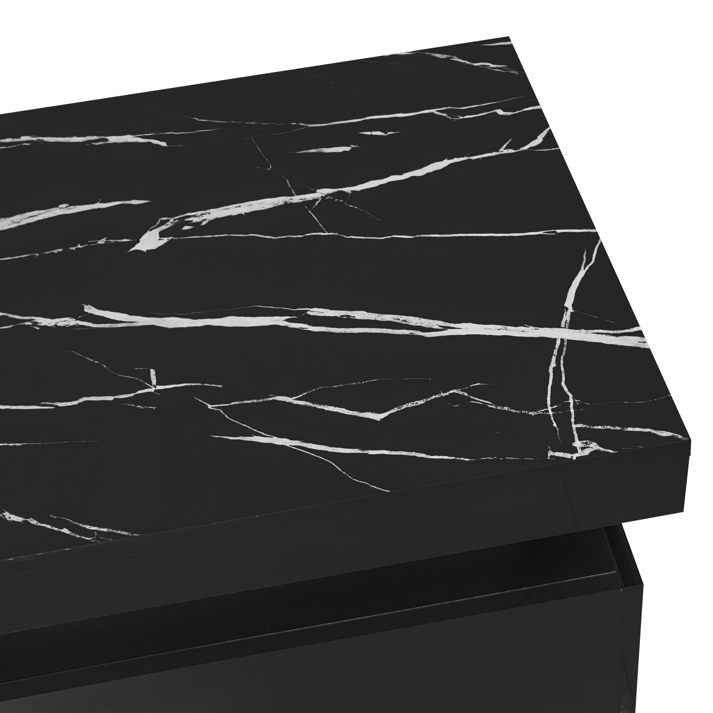 Logidon Zwarte tv-wandmeubelset 2 tv-kast salontafel marmerlook
