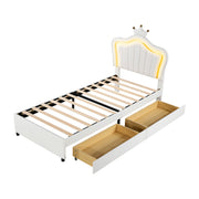 Logidon kinderbed 90x200 wit kroonbedframe LED opbergruimte
