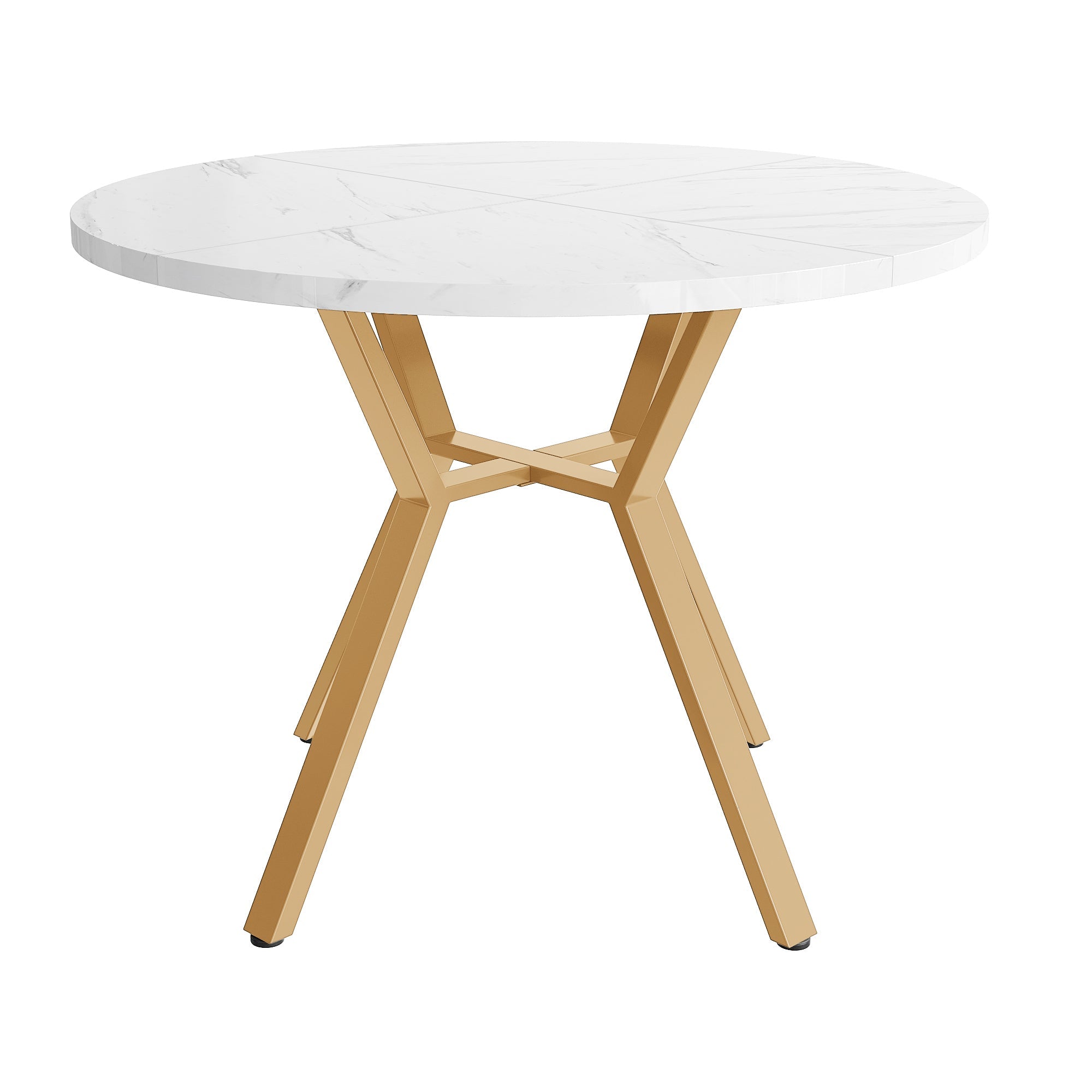 Logidon ronde eettafel marmerlook witgoud 100 cm diameter