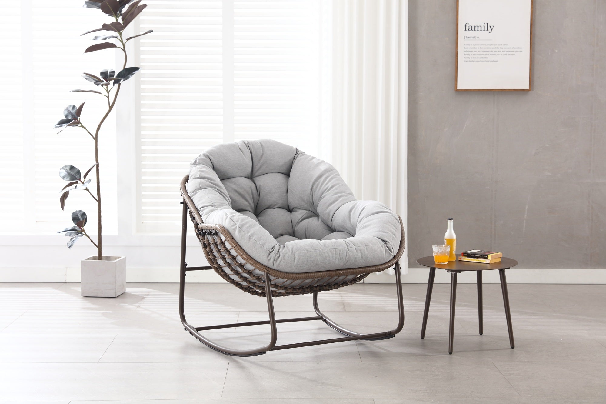 Logidon Outdoor Schommelstoel XXL Rieten Egg Chair Grijs