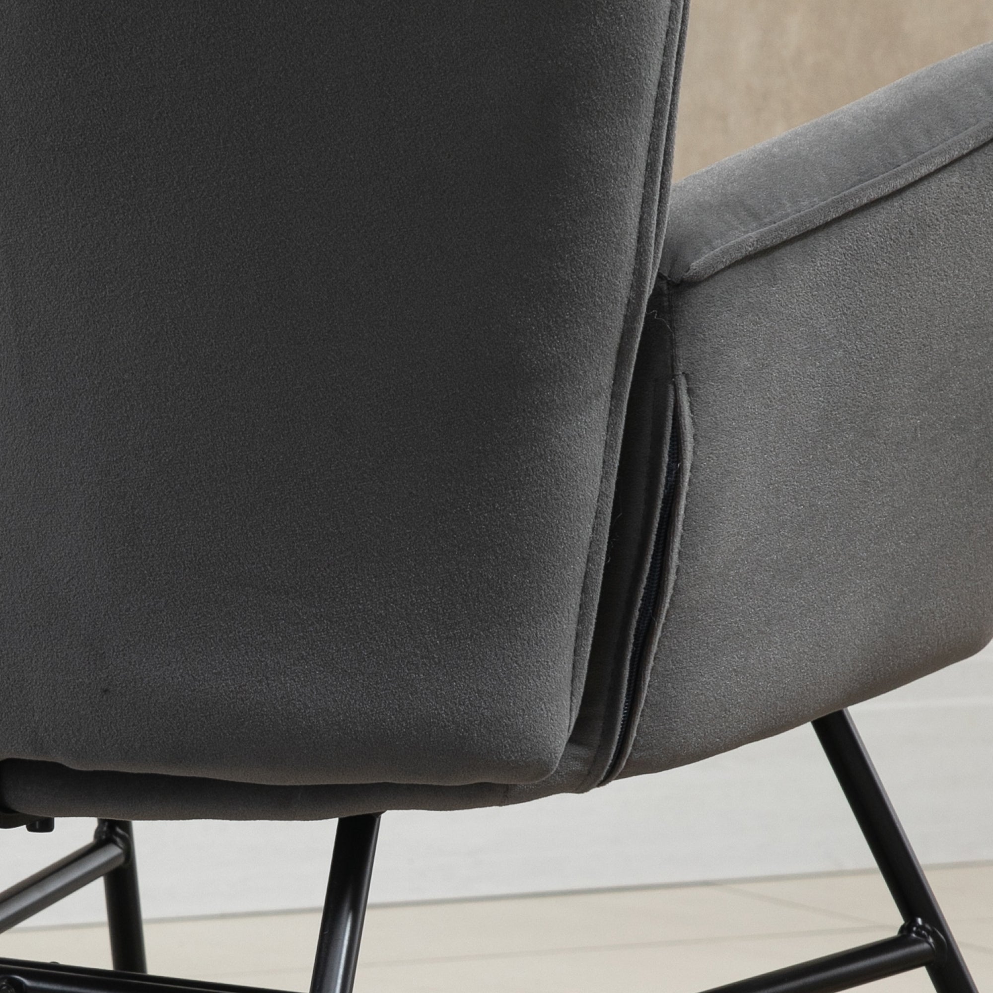 Logidon Schommelstoel Donkergrijs Fluweelachtig Polyester Stalen Frame