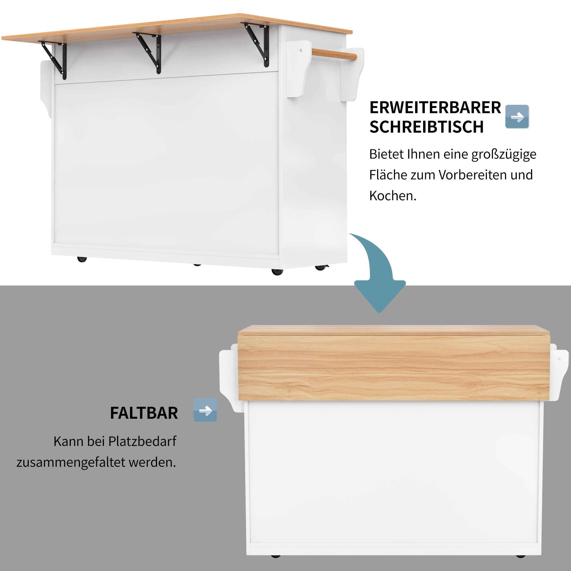 Logidon serving trolley with folding table top white 120x71x91 cm