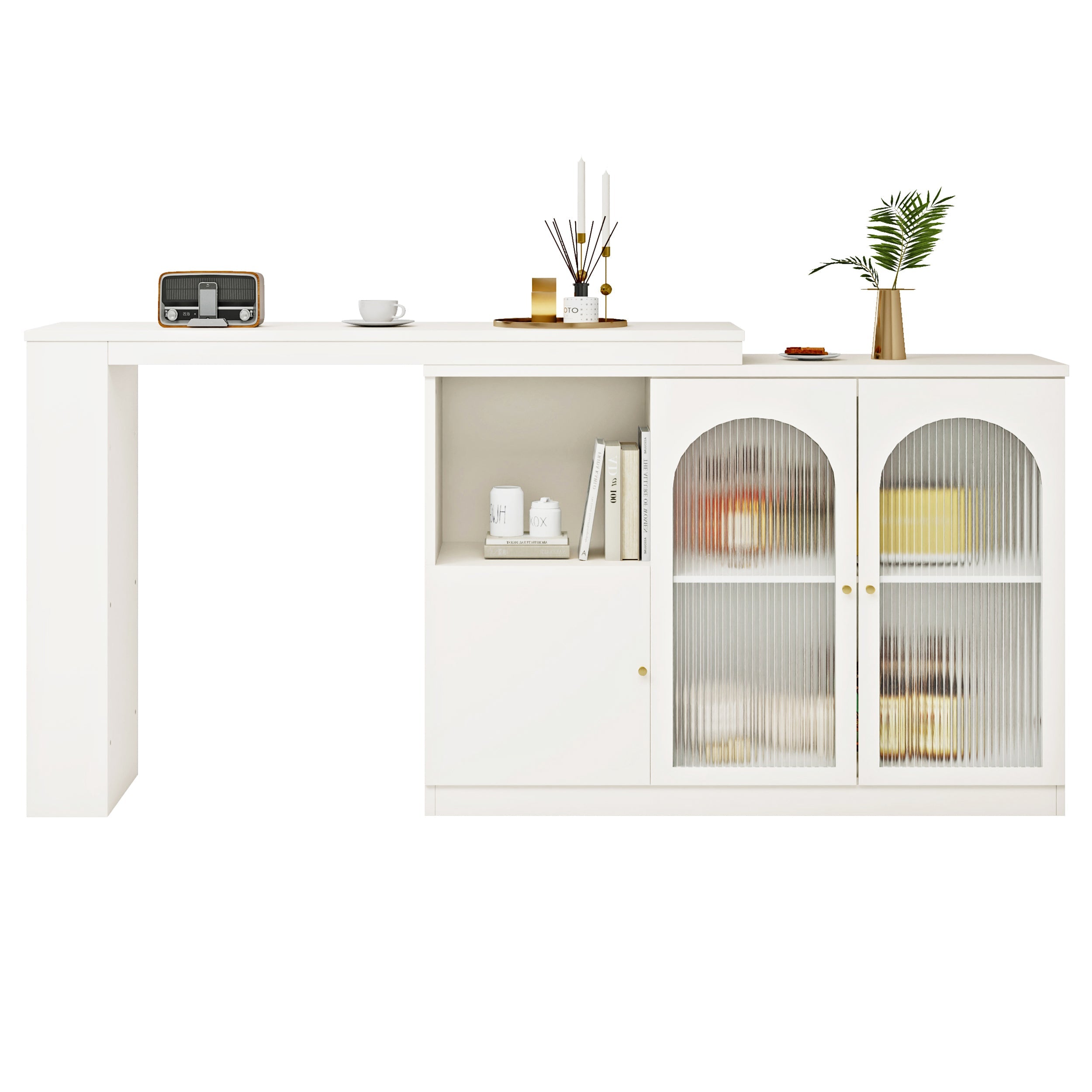 Logidon 360 graden draaibare bartafel 120x40x97 cm wit