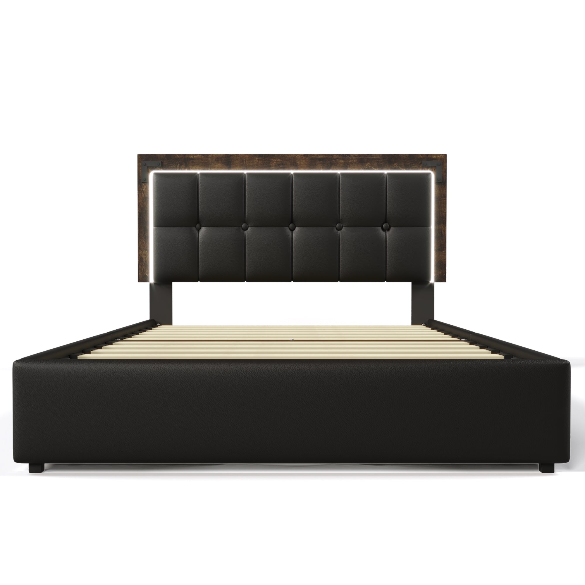 Logidon bedframe 160x200cm met LED-strip en 4 lades zwart