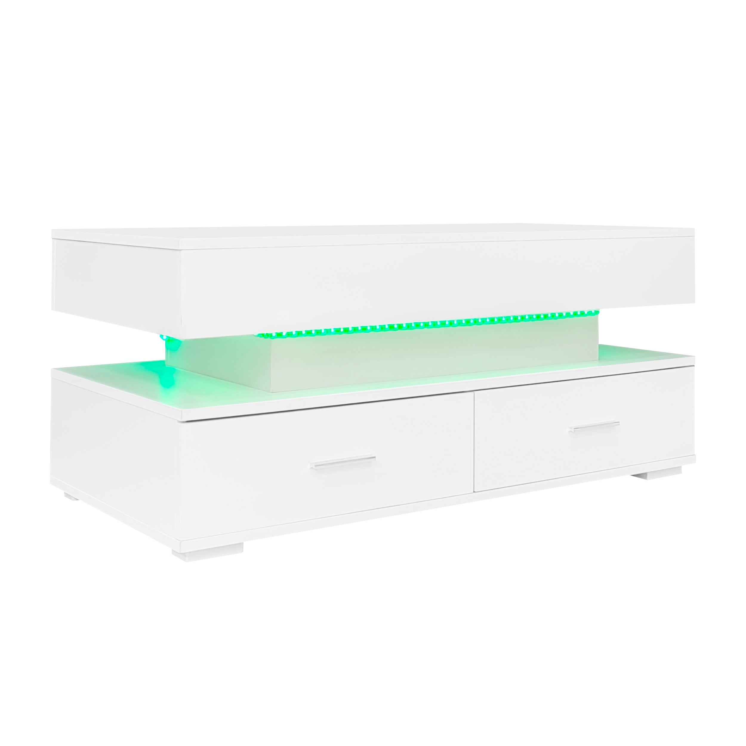 Logidon Hydraulisch in hoogte verstelbare salontafel 100x50x44 cm Wit LED