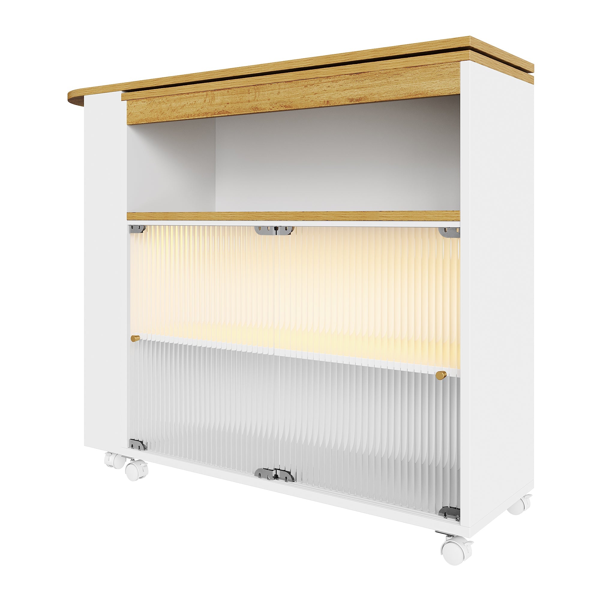Logidon Uitschuifbare bartafel met opbergruimte LED Wit 138-204 cm