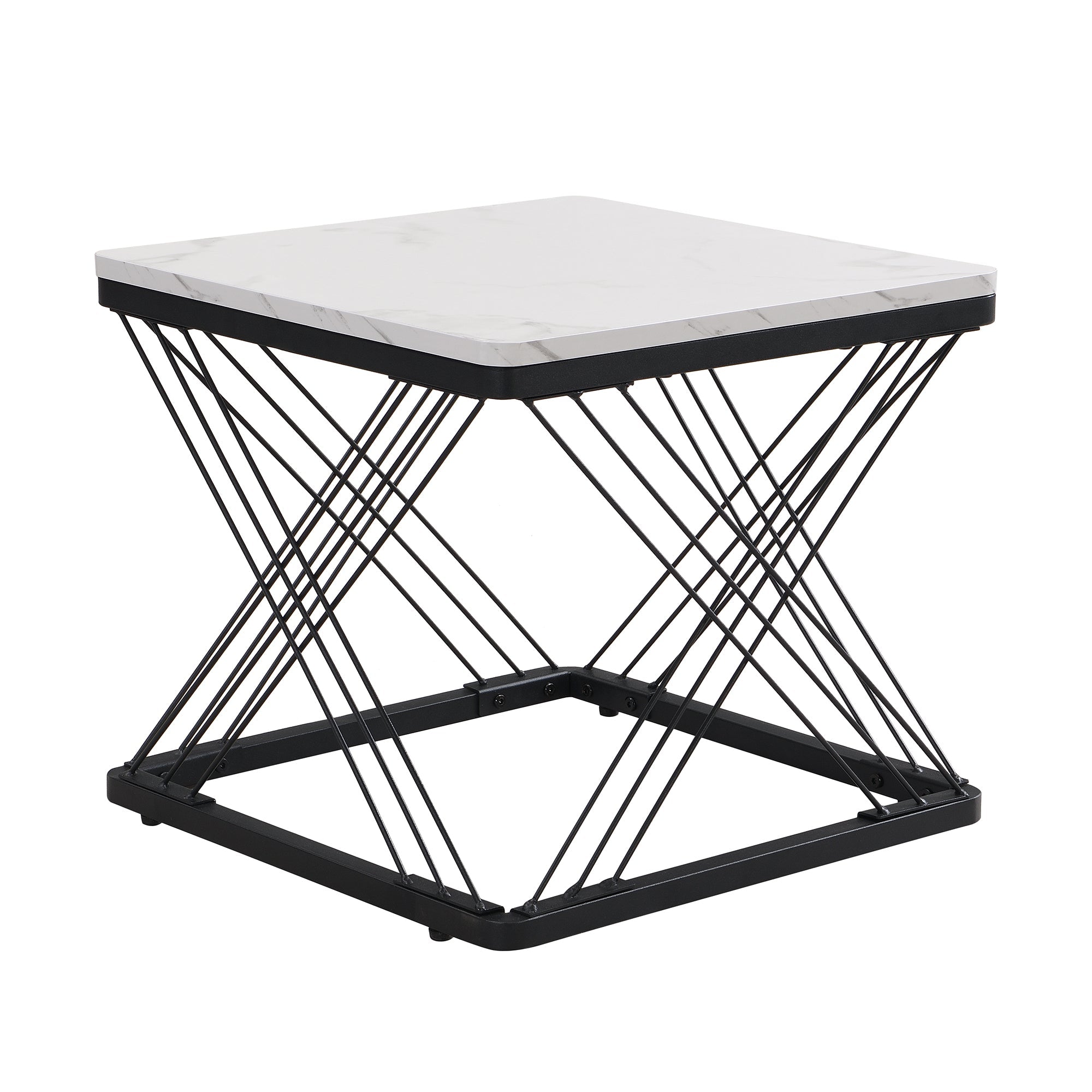 Logidon Stylish 2-piece coffee table set high-gloss marble look 60x60 cm