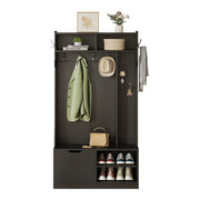Logidon kledingkastset zwart 100x185,5x40 cm met bank 6 haken