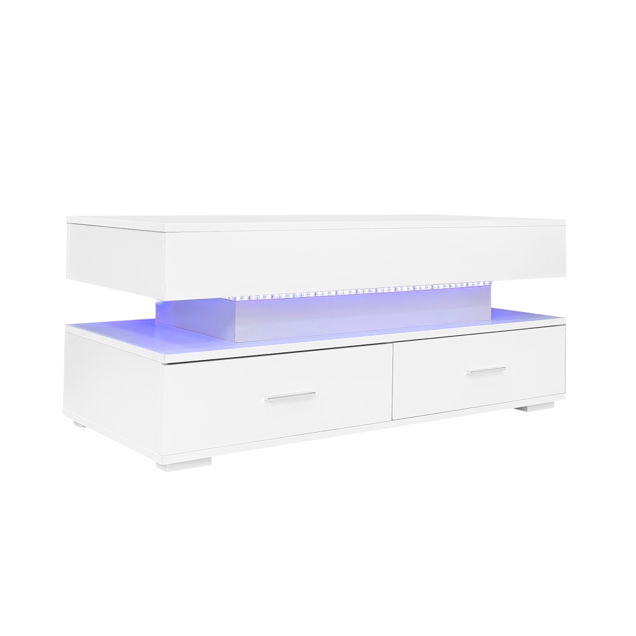 Logidon Hydraulisch in hoogte verstelbare salontafel 100x50x44 cm Wit LED