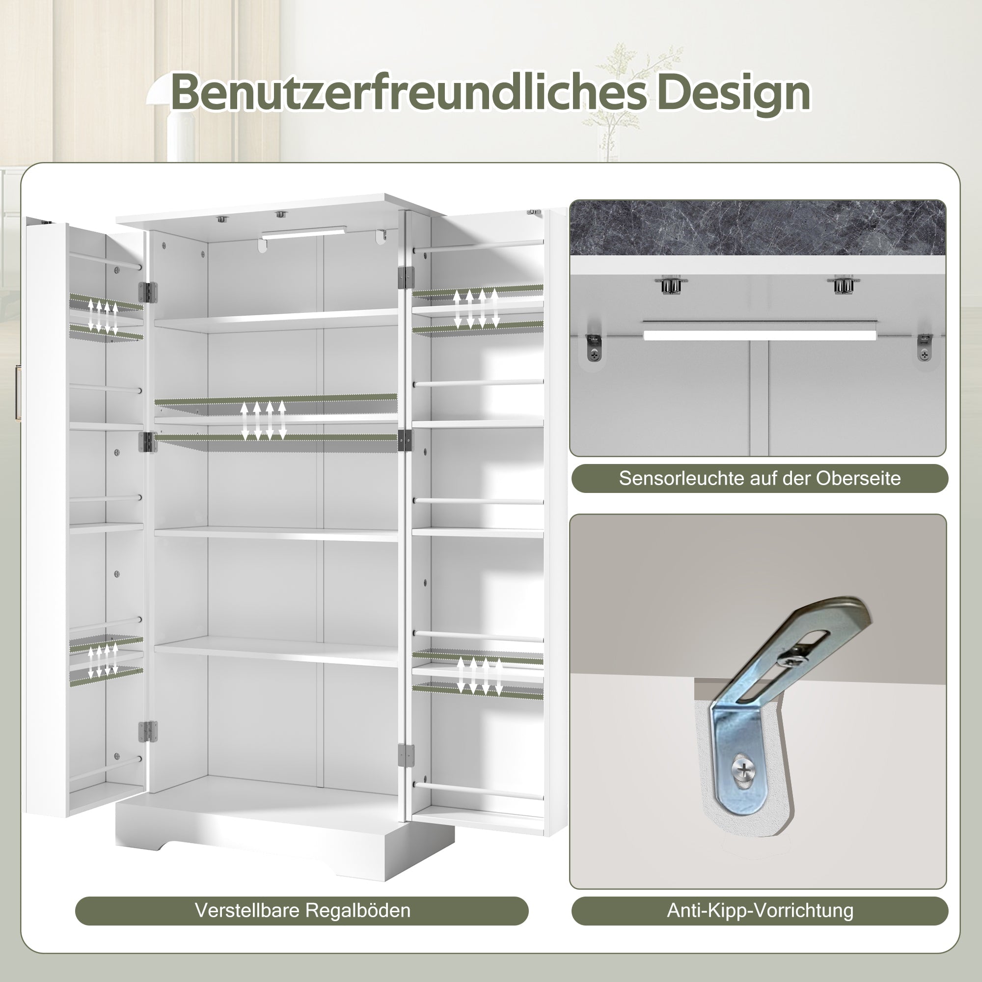 Logidon keukenkast wit 60x35x128 cm met LED sensorlicht