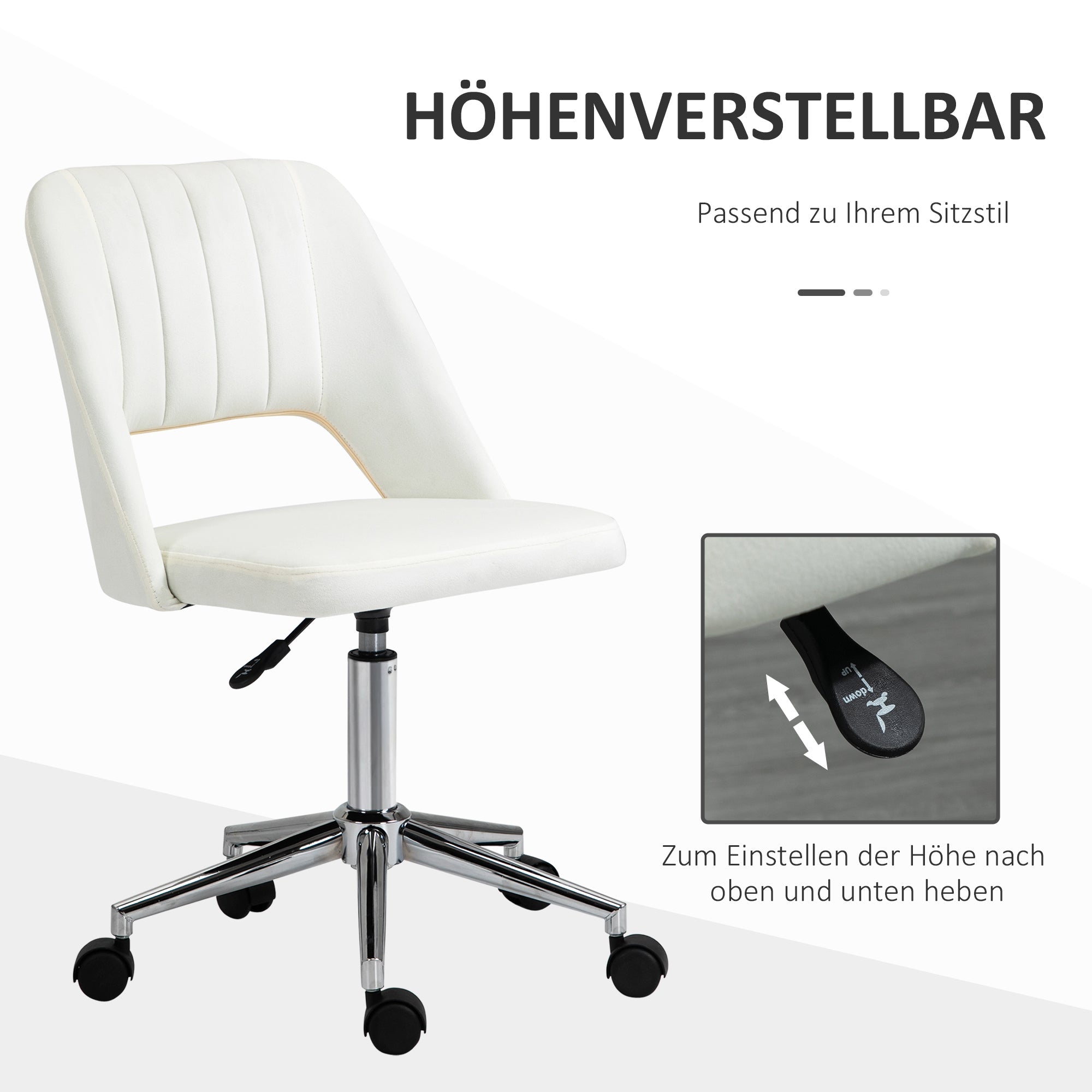 Logidon Vinsetto Draaistoel Beige Stof Ergonomisch In Hoogte Verstelbaar