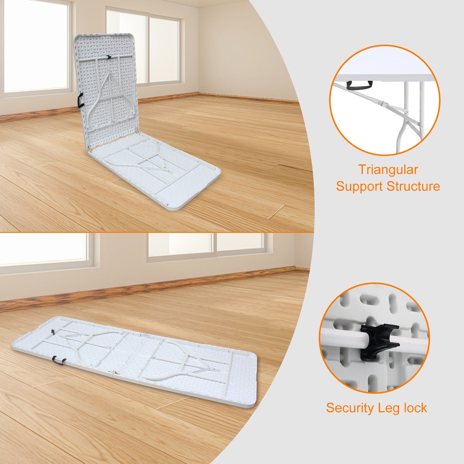 Logidon 244 cm klaptafel met draaggreep, heavy-duty wit
