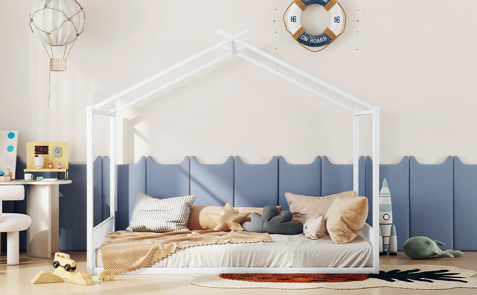 Logidon gestoffeerd bed 140x200 cm zonder matras Wit ijzeren framebed