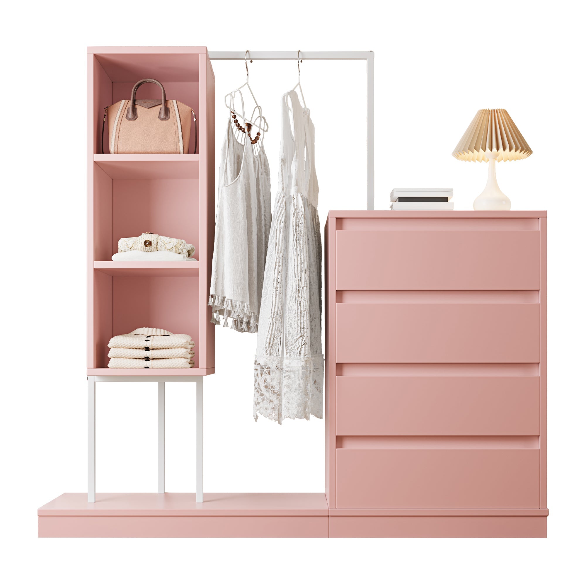 Logidon Kledingkast Roze 140x40x135 cm met lades en roede