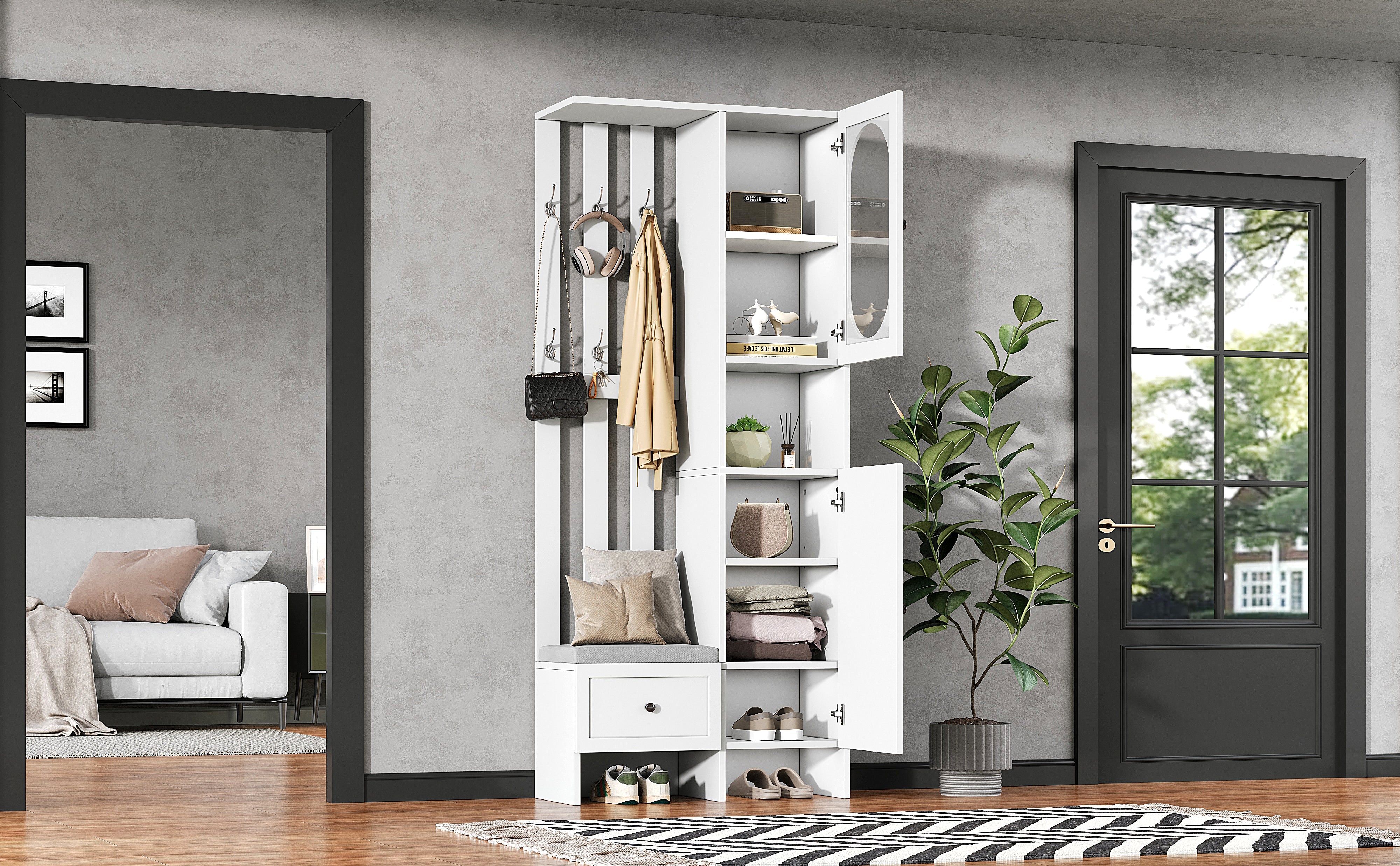 Logidon compacte kledingkast 85x33,5x200 cm wit 2 kasten