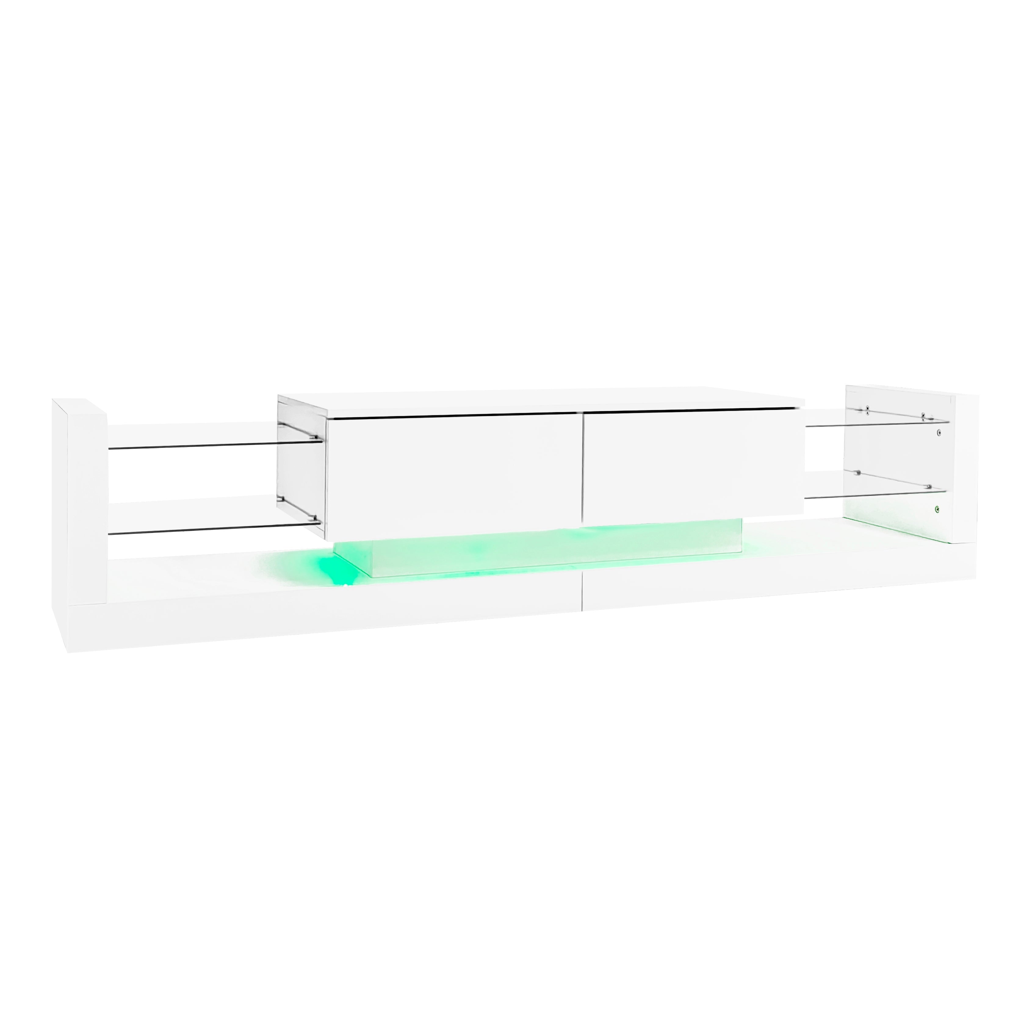 Logidon high gloss TV set white with LED lighting coffee table