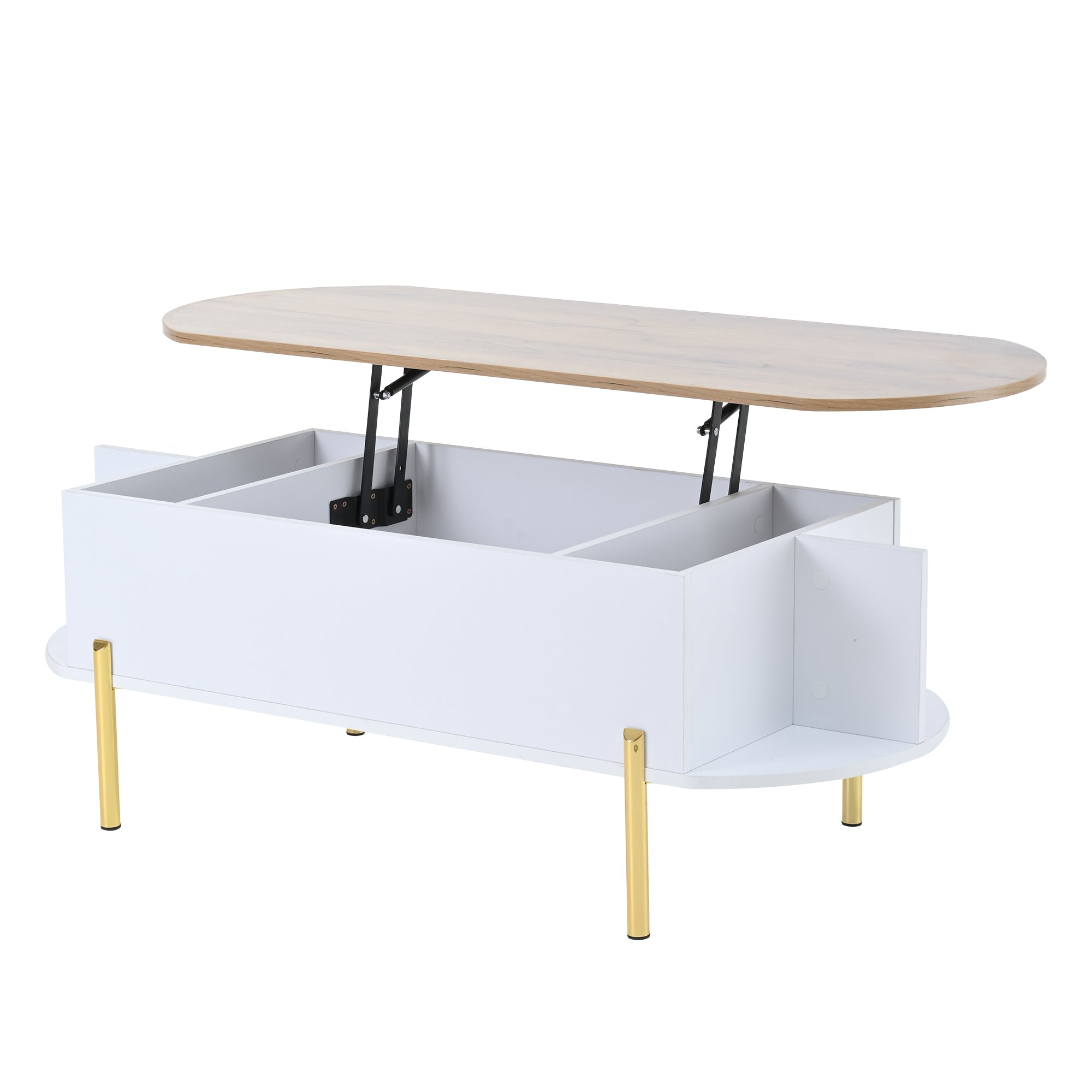 Logidon Verstelbare Salontafel 120x50x43 cm Met Opbergruimte Wit Hout
