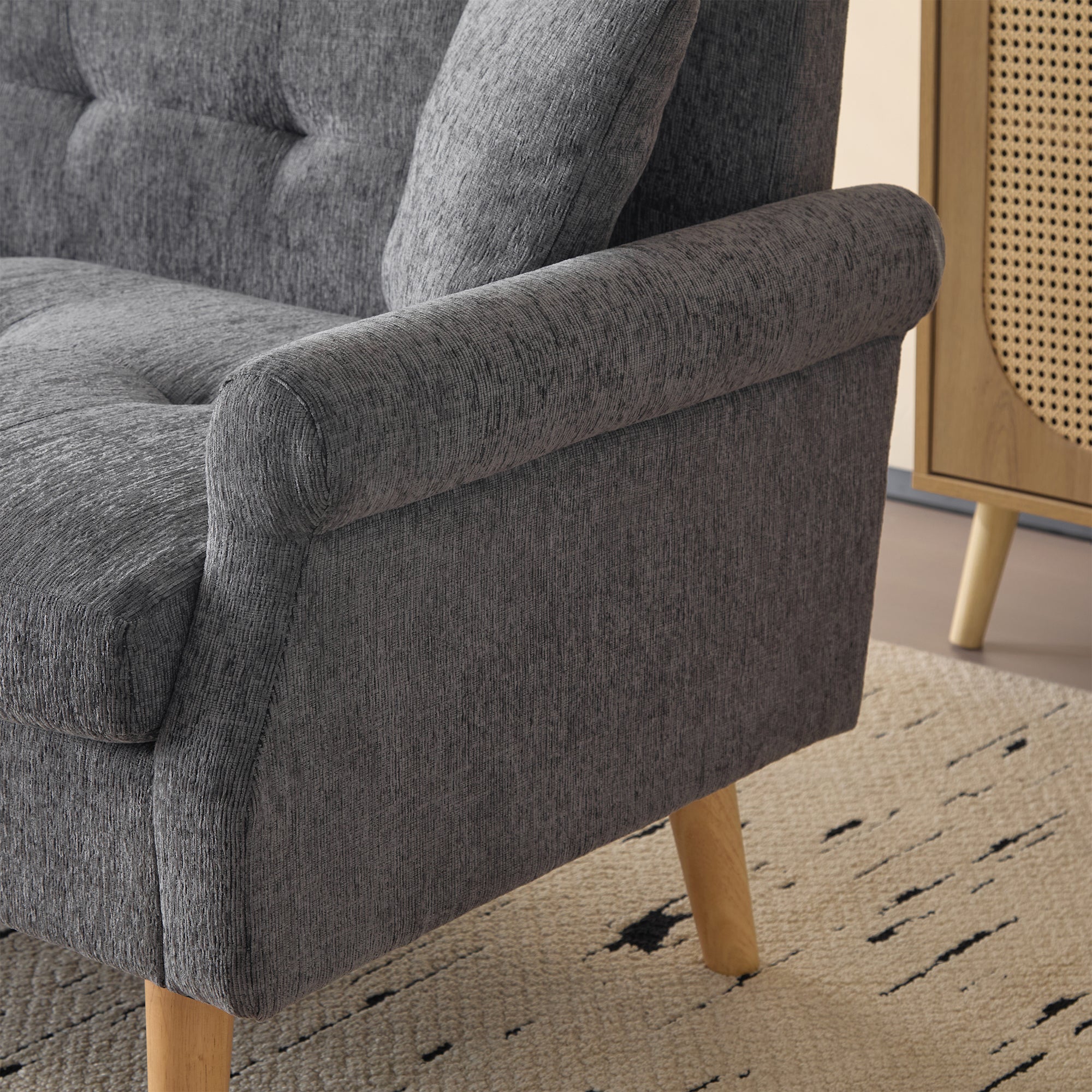 Logidon Modern Design Bank Grijze Chenille Stof 2 Zits 162 cm