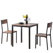 Logidon Eettafelset 70x70 cm Vintage Bruin met 2 Stoelen Metalen Frame