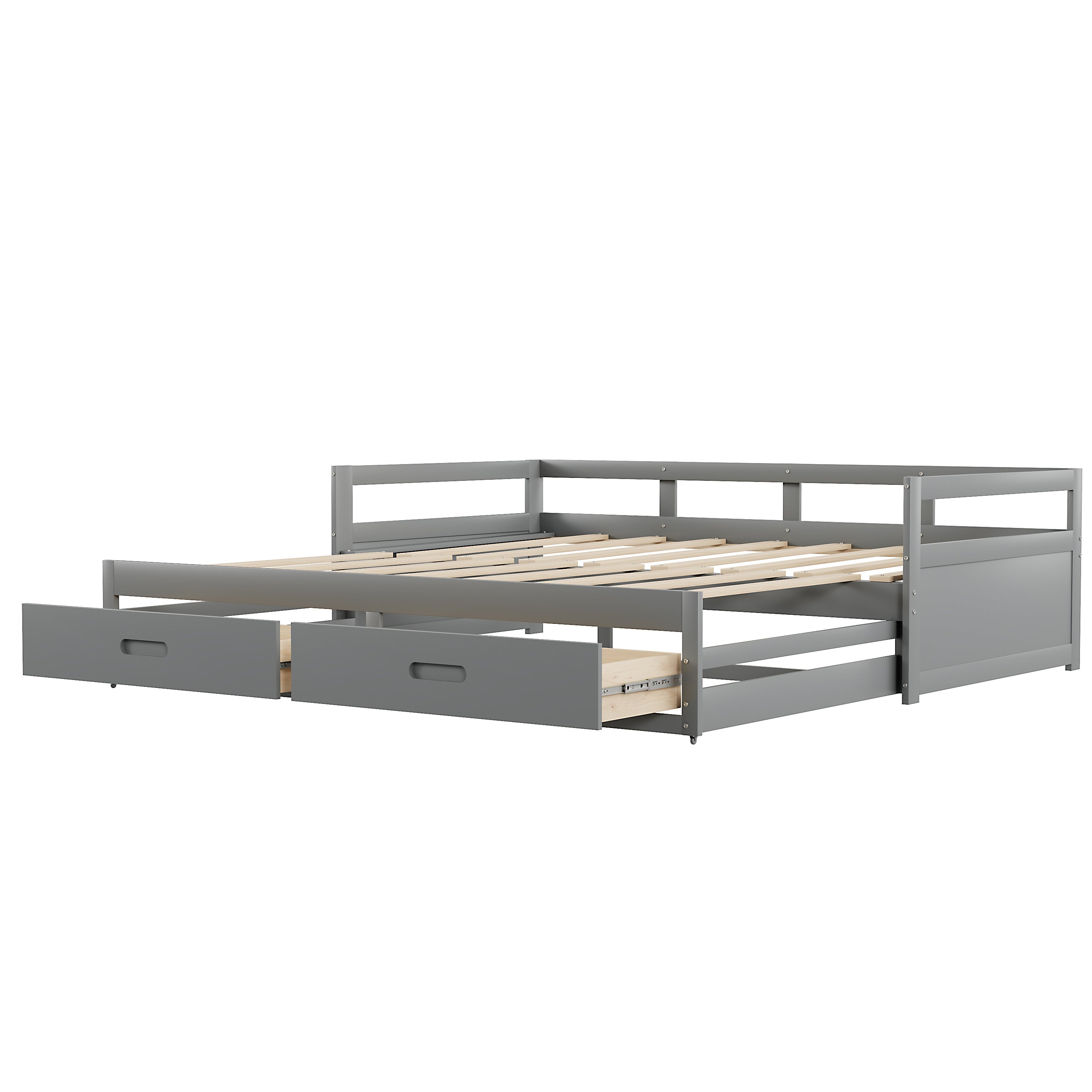 Logidon Extendable Sofa Bed 90/180x200 cm Gray With Drawers