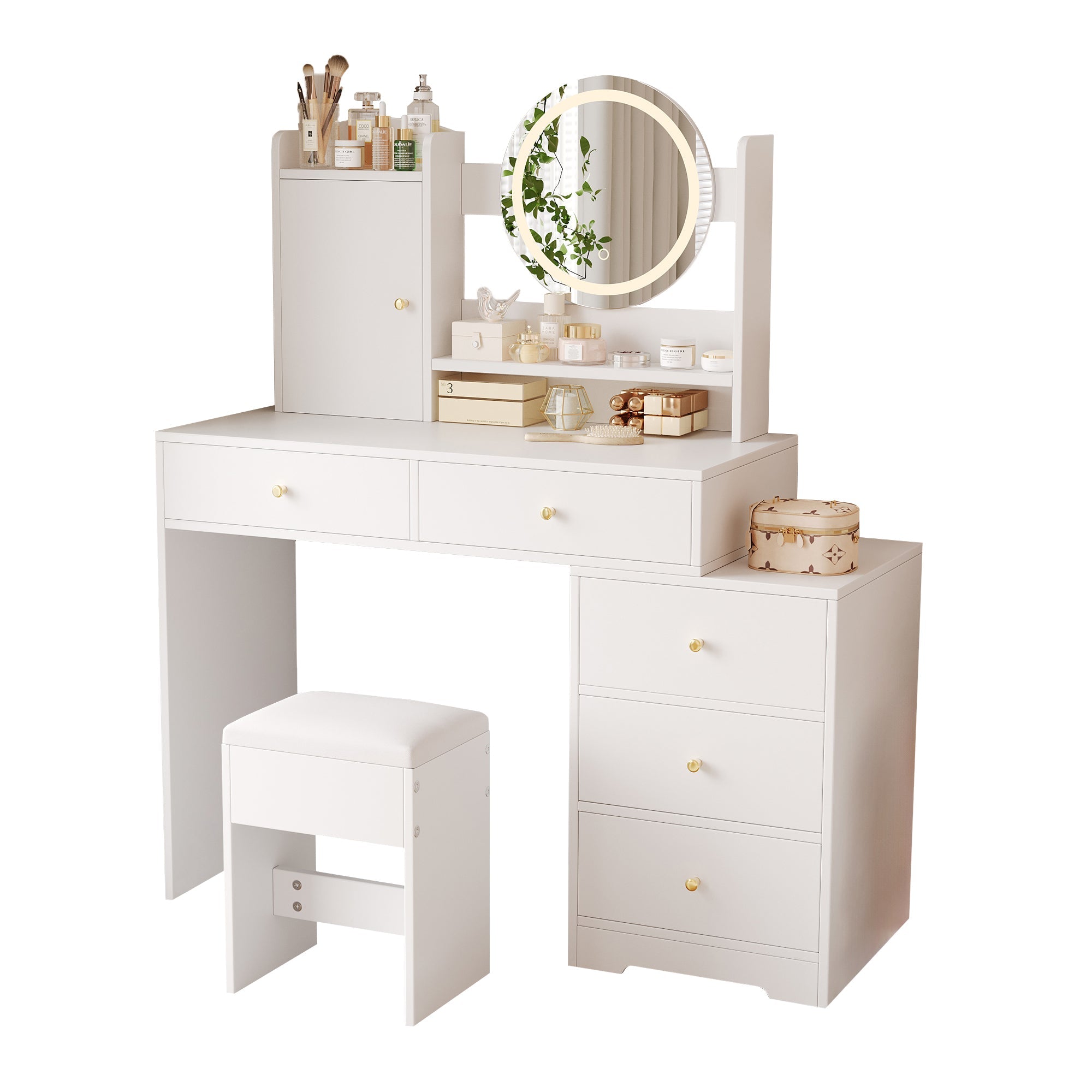 Logidon Grote Kaptafel Dimbaar LED Verlichting Wit 90x40x132 cm
