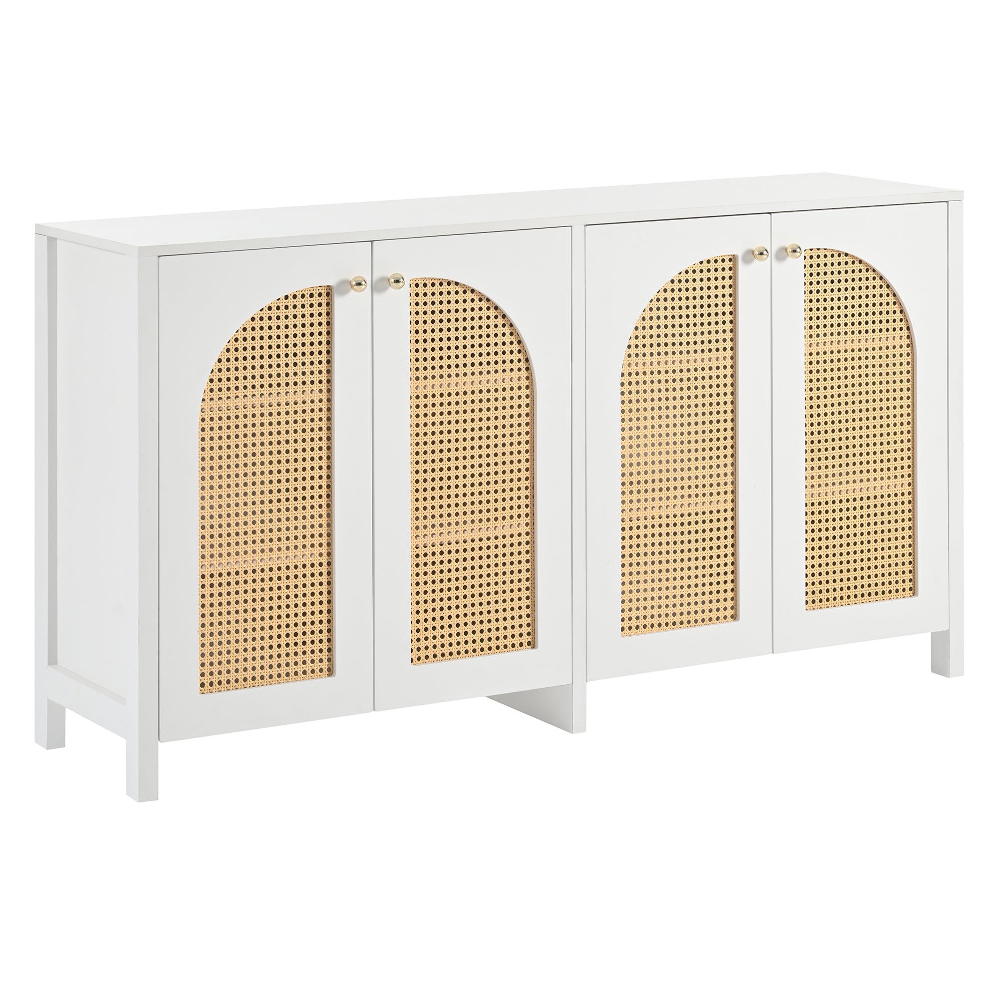 Logidon Modern dressoir 4 rotan deuren wit 145x40x80 cm