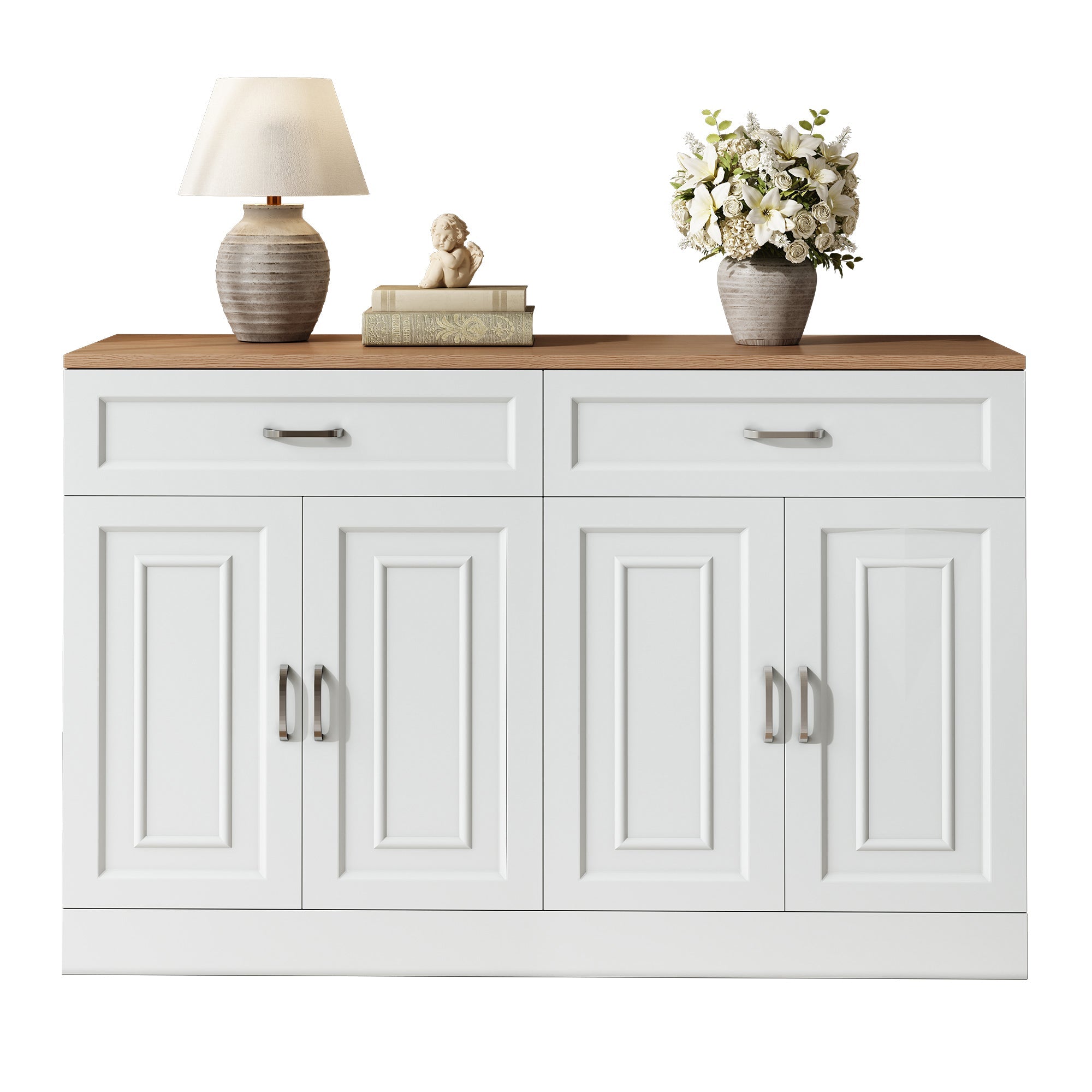 Logidon dressoir 120 cm wit houtlook met 4 deuren en 2 lades