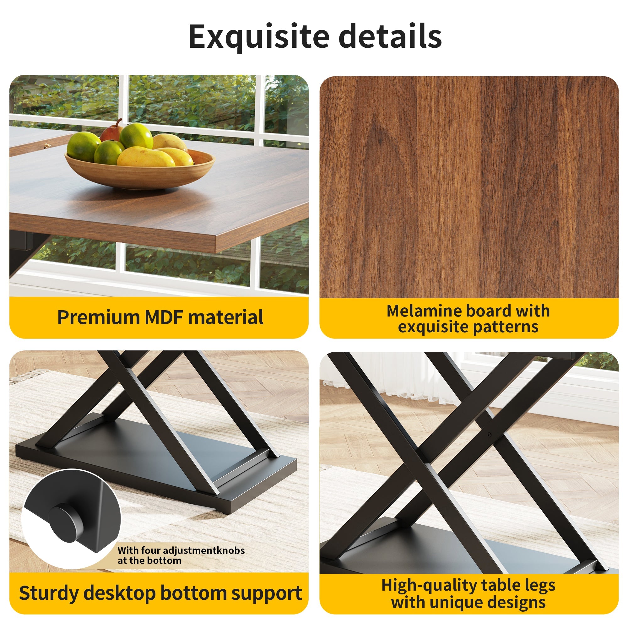 Logidon eettafel telescopisch 120-160 x 80 cm walnoot blad zwarte poten