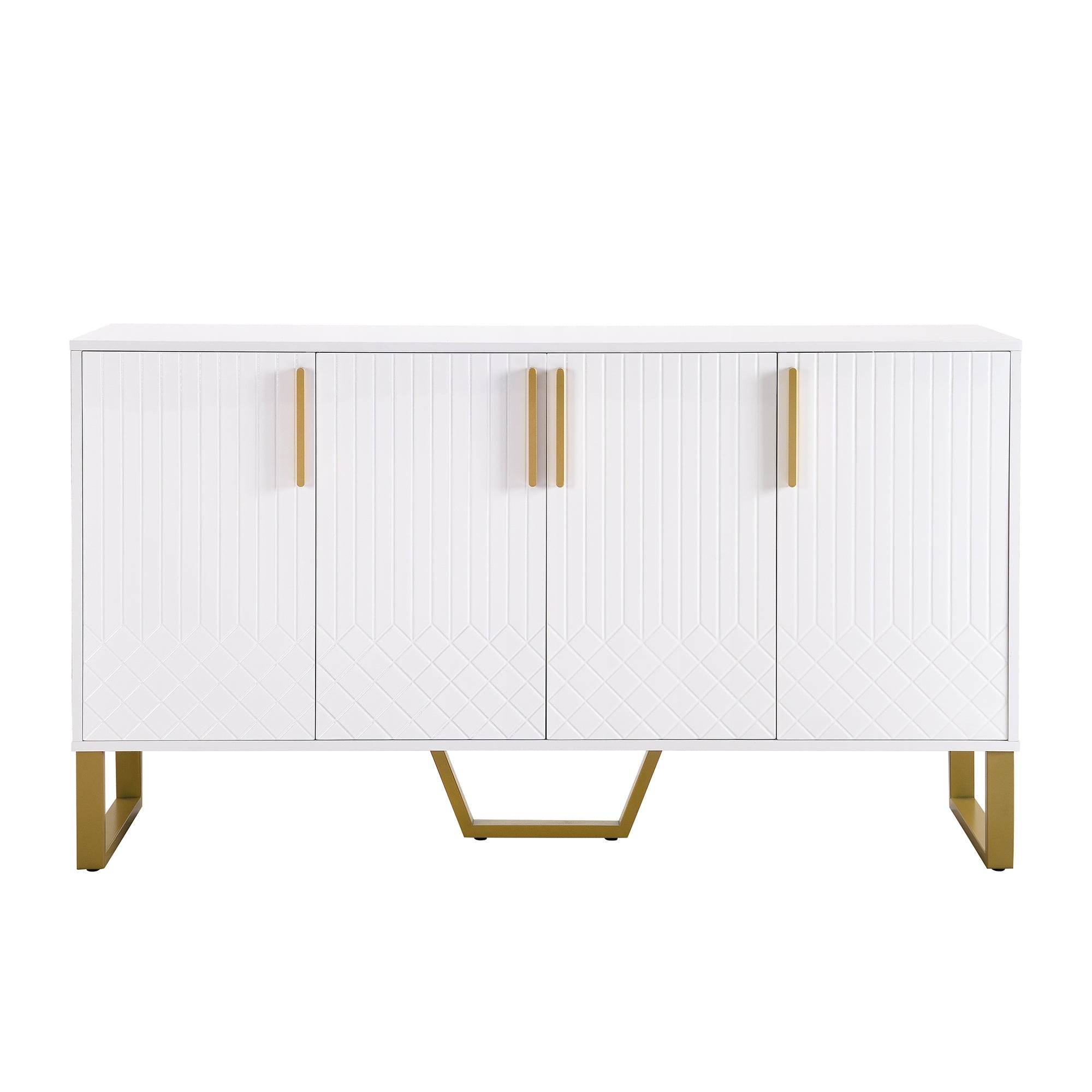 Logidon hoogglans dressoir wit 4 deuren geometrisch ontwerp 140x40x80