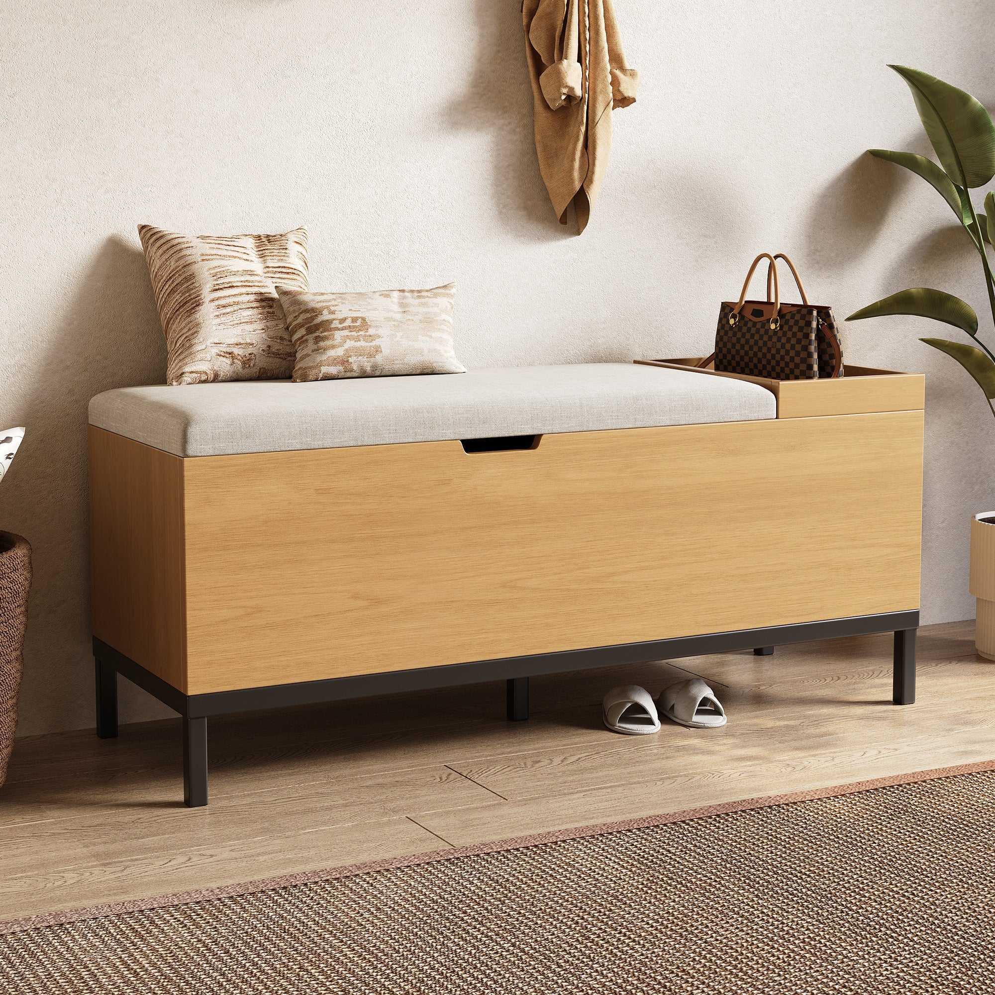Logidon schoenenbank opbergbank naturel 115 x 40 x 49,5 cm