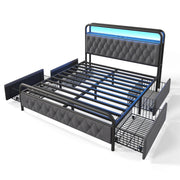 Logidon gestoffeerd bed 140x200 tweepersoonsbed met USB C oplaadfunctie fluweelgrijs