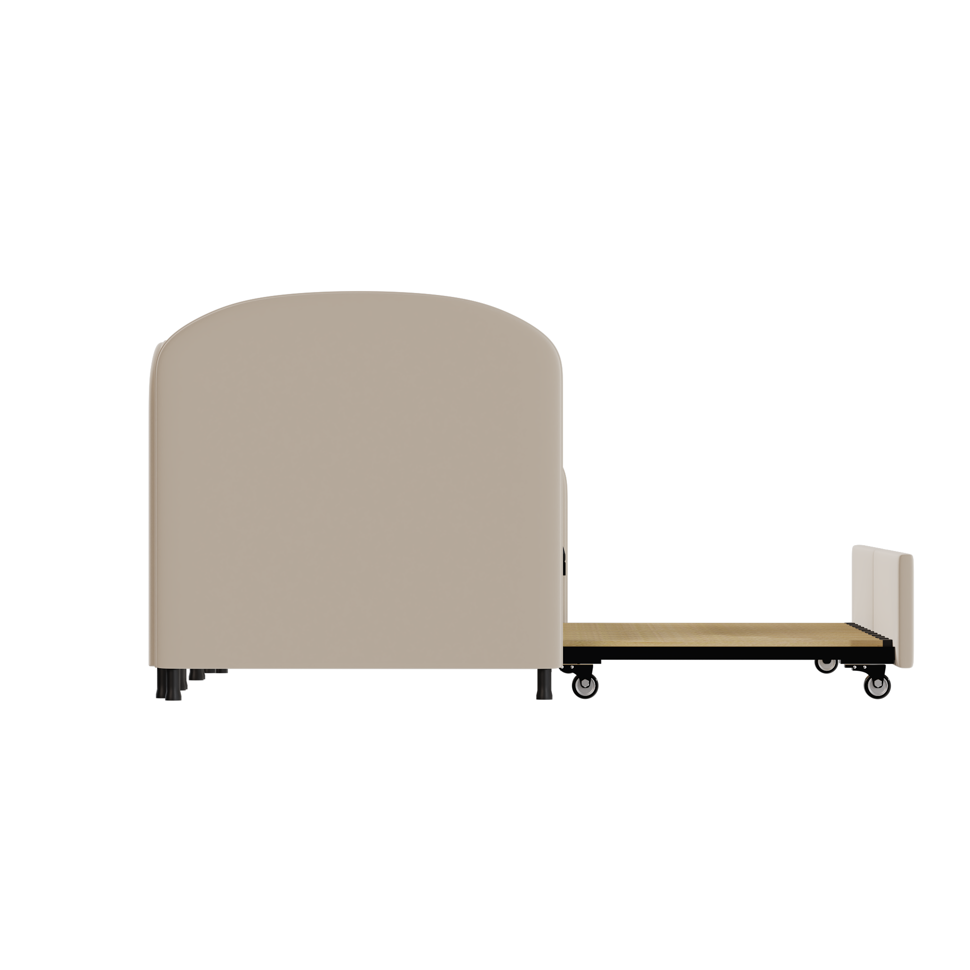 Logidon 2-persoonsbed, gestoffeerd met lades fluweelbeige