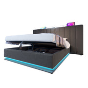 Logidon gestoffeerd bed 160x200 grijs met opbergruimte LED app bediening
