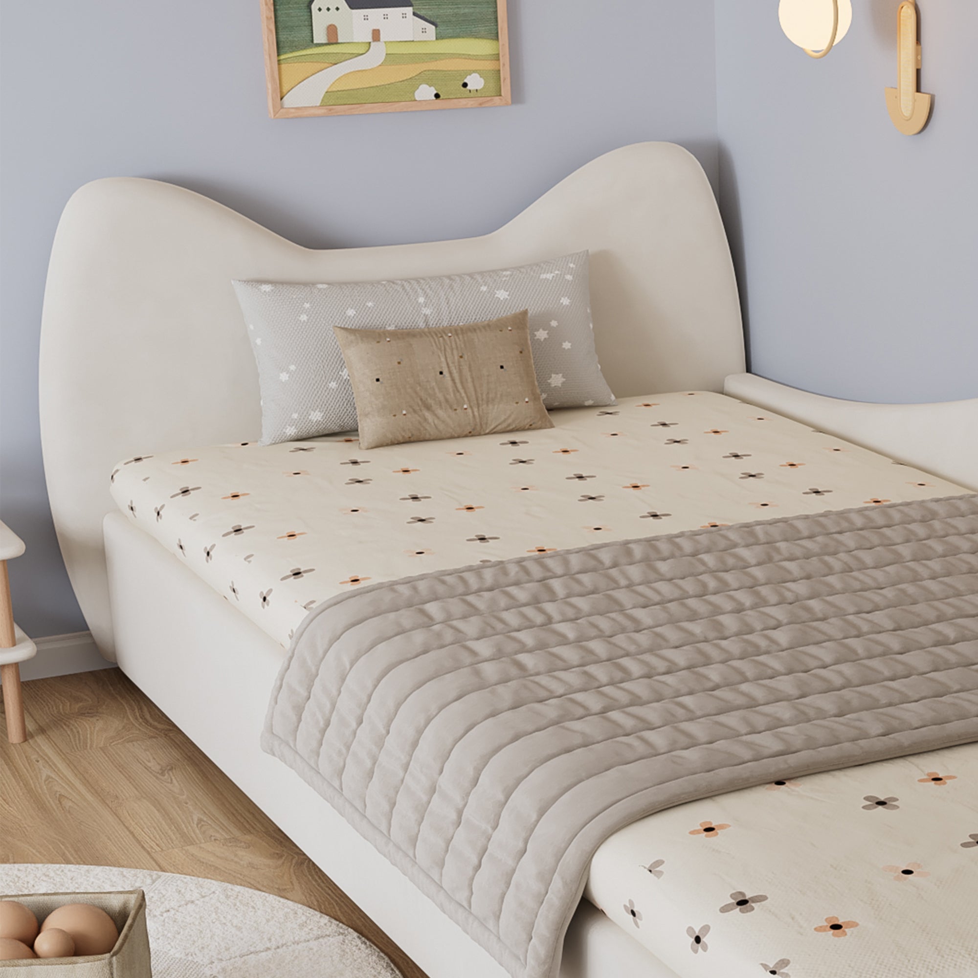 Logidon gestoffeerd bed 90x200 beige cat design hydraulische opbergruimte