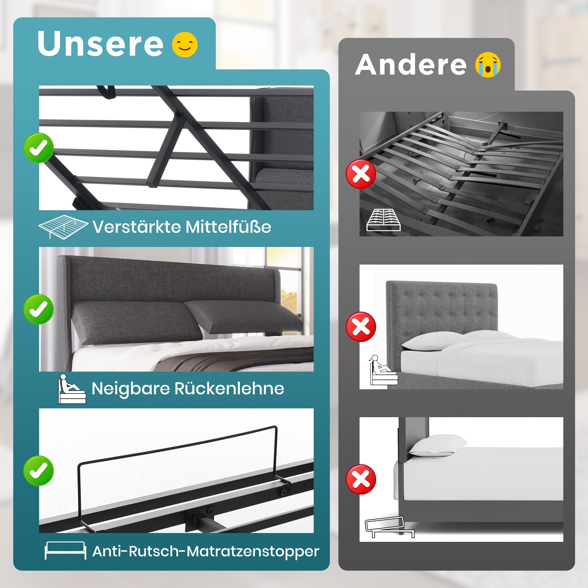 Logidon gestoffeerd bed 180x200cm verstelbare hoofdsteunen met opbergruimte
