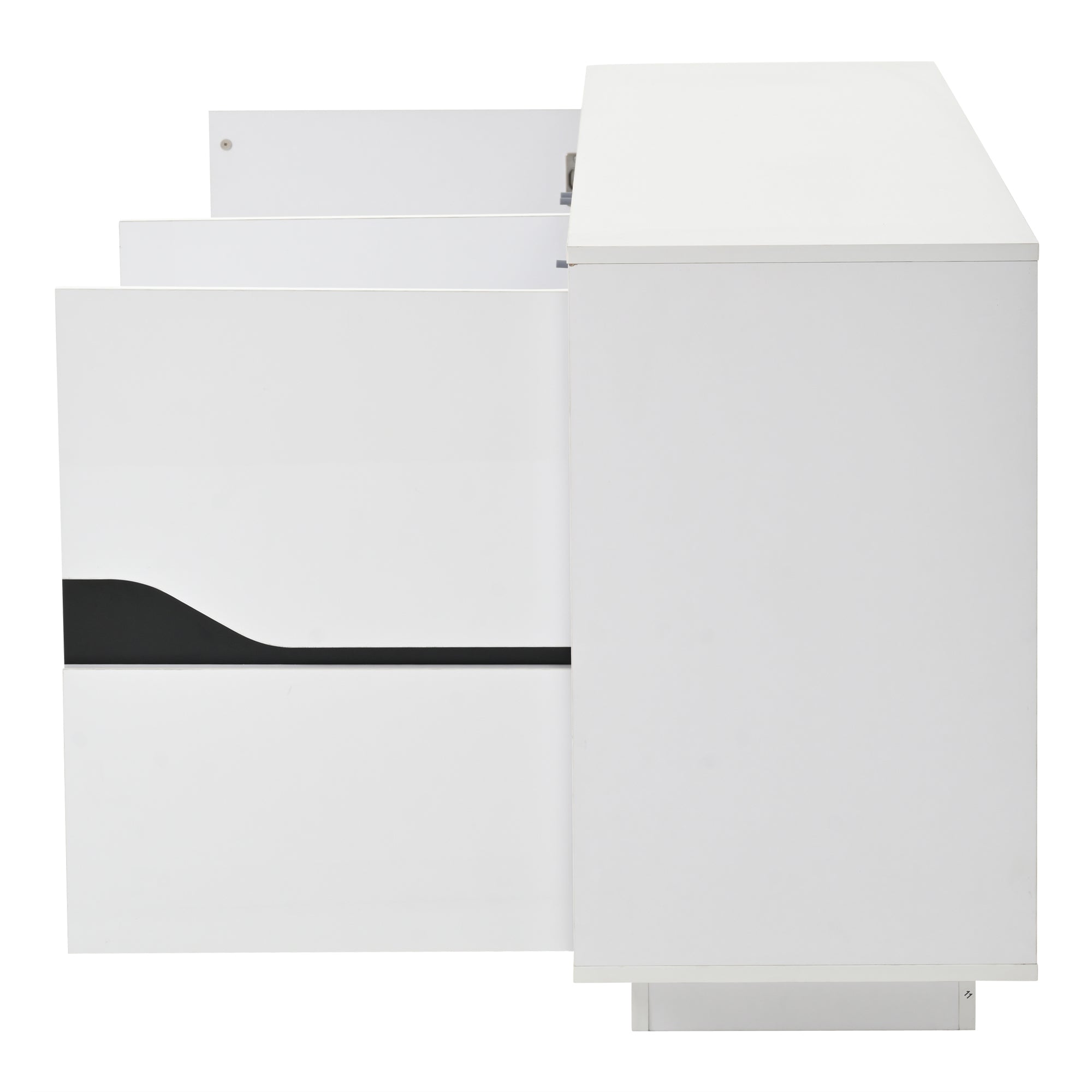 Logidon Sideboard 140x40x76 Cm White Black With 3 Doors LED