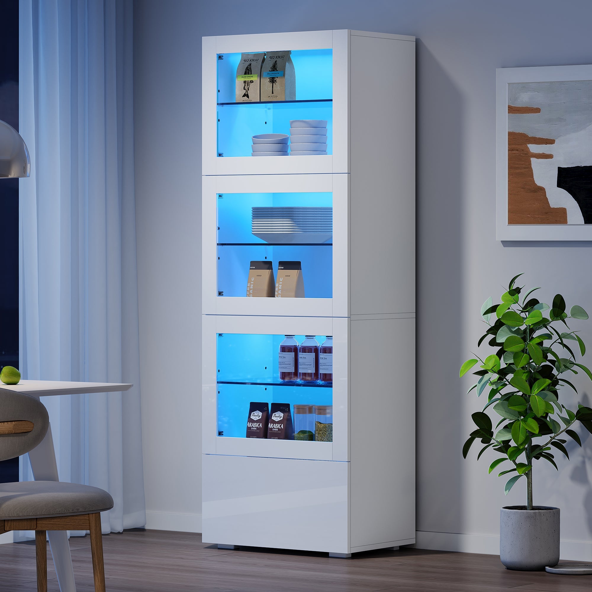 Logidon vitrine 60x40x173 cm wit hoogglans LED verlichting
