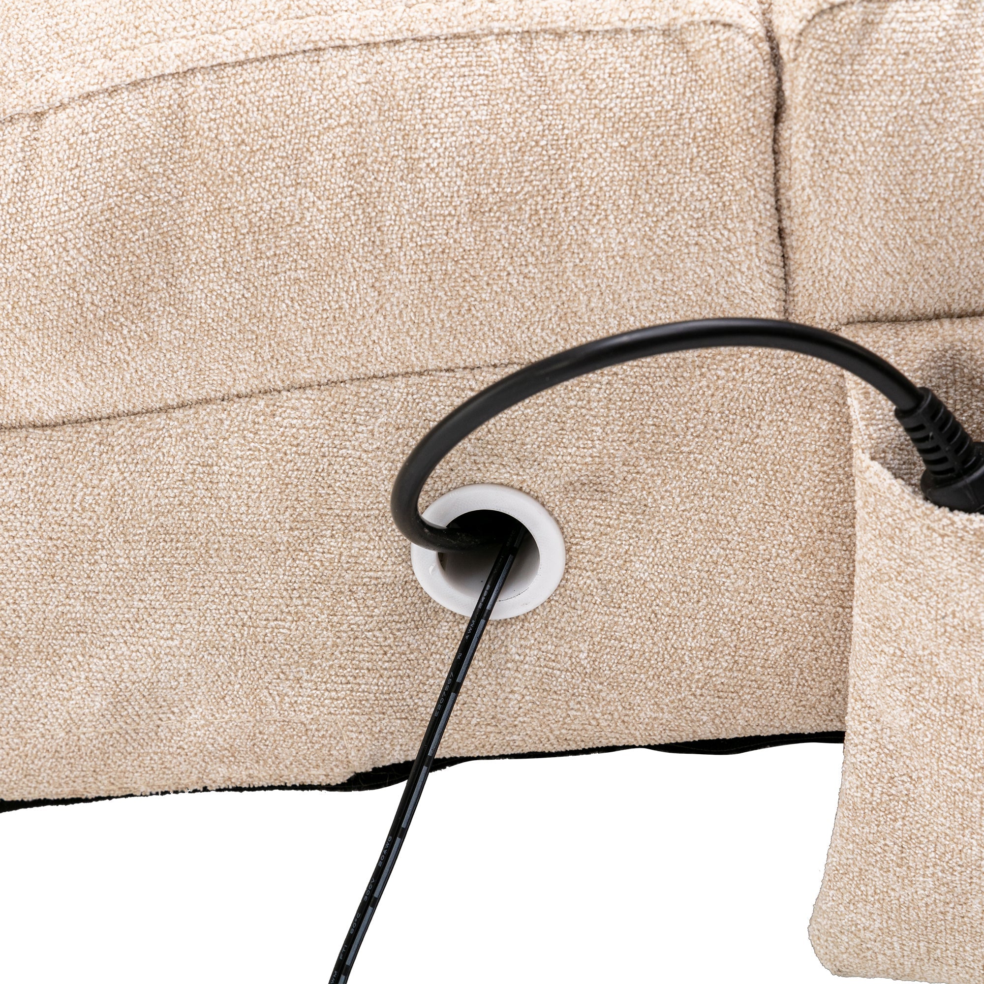 Logidon Linnen Massage Chaise Longue Beige met Afstandsbediening