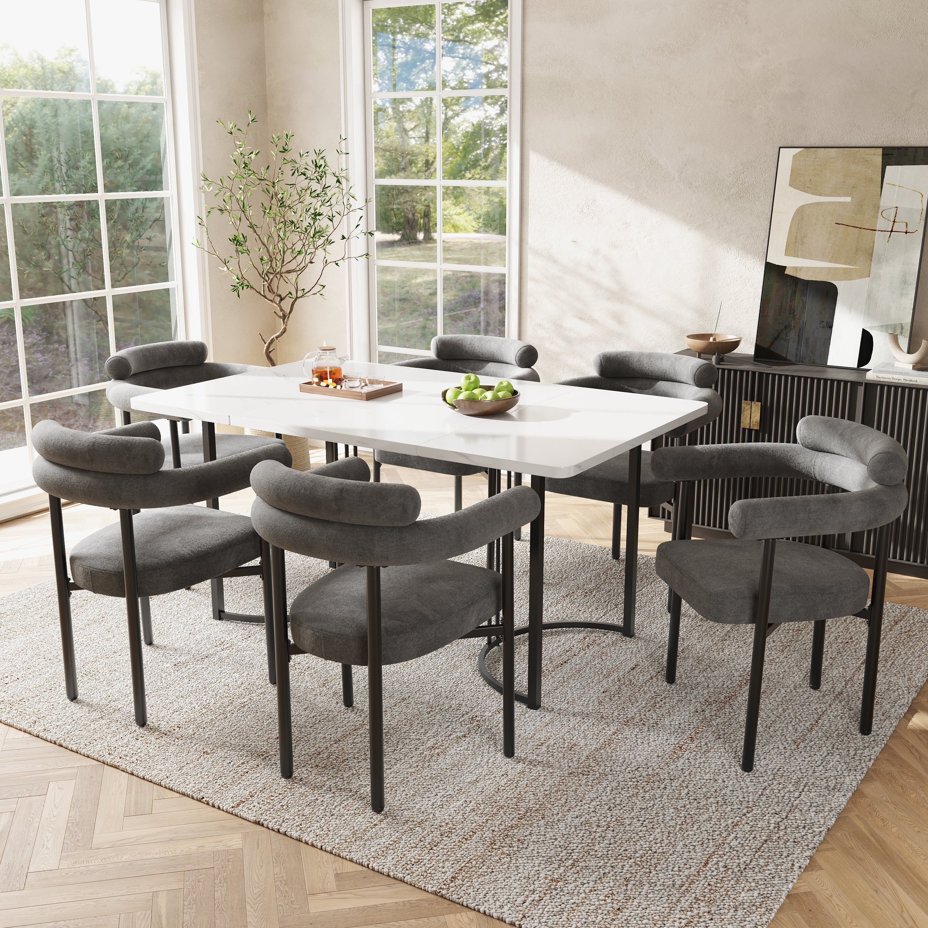 Logidon Set of 2 Dining Chairs Dark Gray Velvet Comfortable